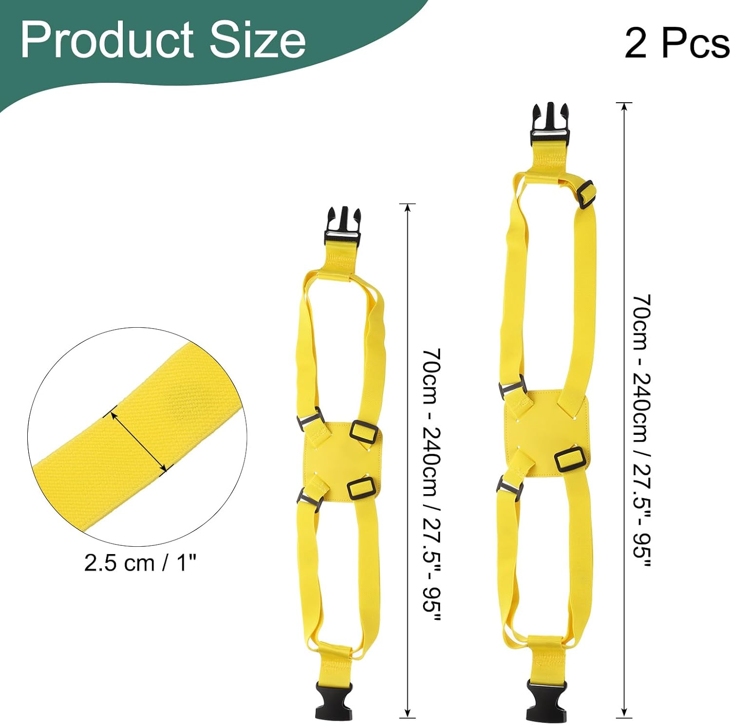 2 Pcs Luggage Straps Bungees Adjustable Luggage Strap Buckle Carry Bag Elastic Suitcase Strap Belt Airport Travel Accessories for Travel Baggage Handbag Add Bag, Yellow - Image 2