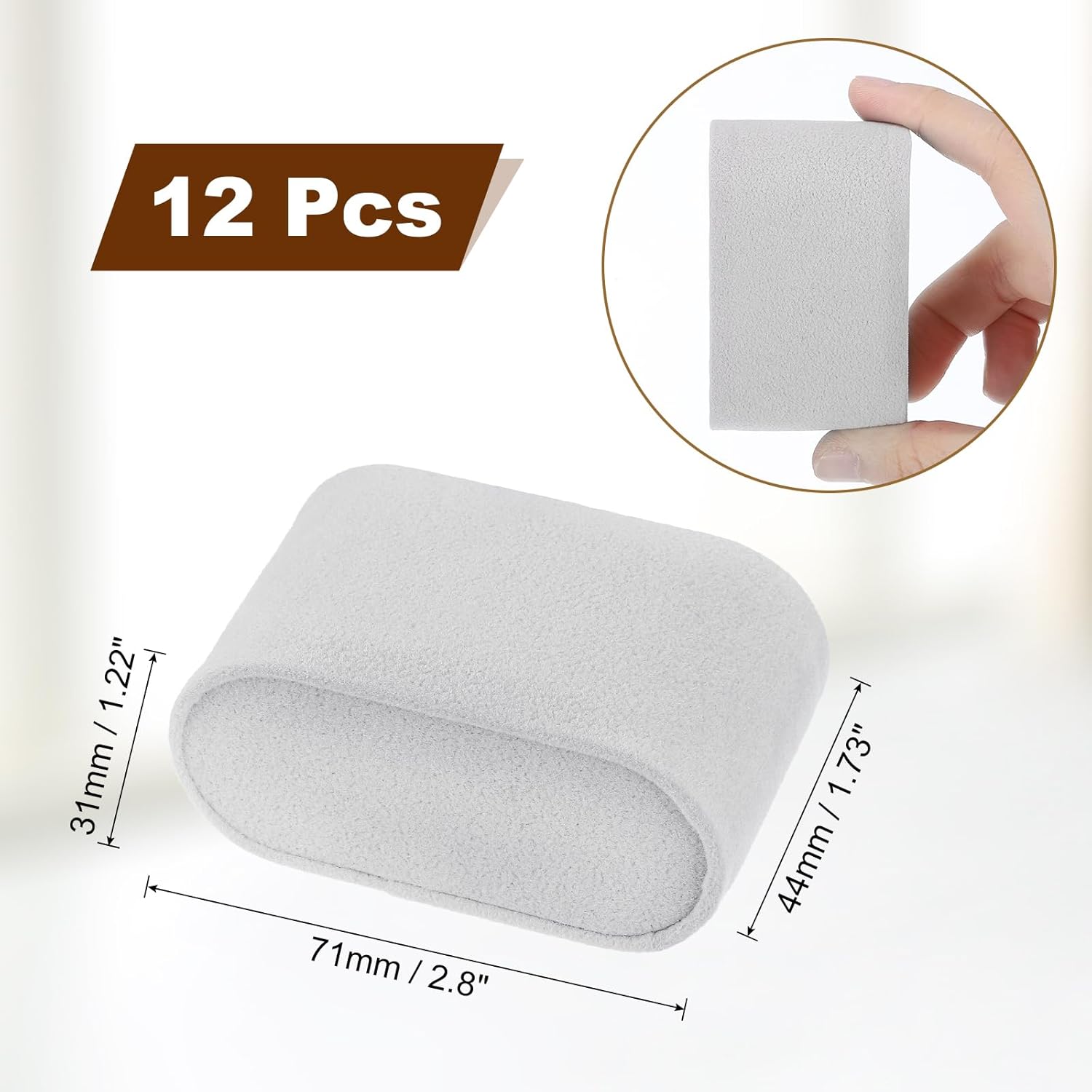12 Pcs Watch Display Pillow, 2.8x1.7x1.2 Inch Flannelette Bracelet Pillows, Display Storage Cushion for Watch Bangle Jewelry, Grey - Image 2