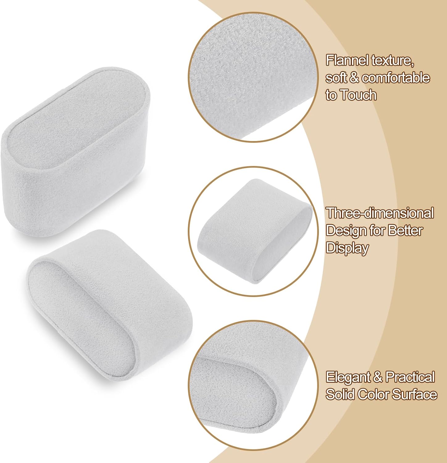 12 Pcs Watch Display Pillow, 2.8x1.7x1.2 Inch Flannelette Bracelet Pillows, Display Storage Cushion for Watch Bangle Jewelry, Grey - Image 3