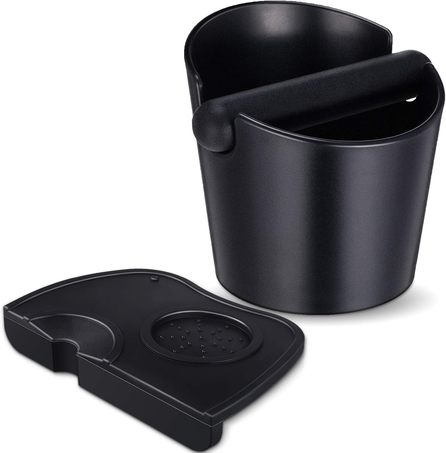 Set of 2 Pieces Espresso Knock Box and Coffee Tamper Mat Reliable Barista Tools with Removable Knock Bar Non-slip Base Food Safe Silicone Espresso Tamper Mat for Barista Bar Shop Worktop - Image 1