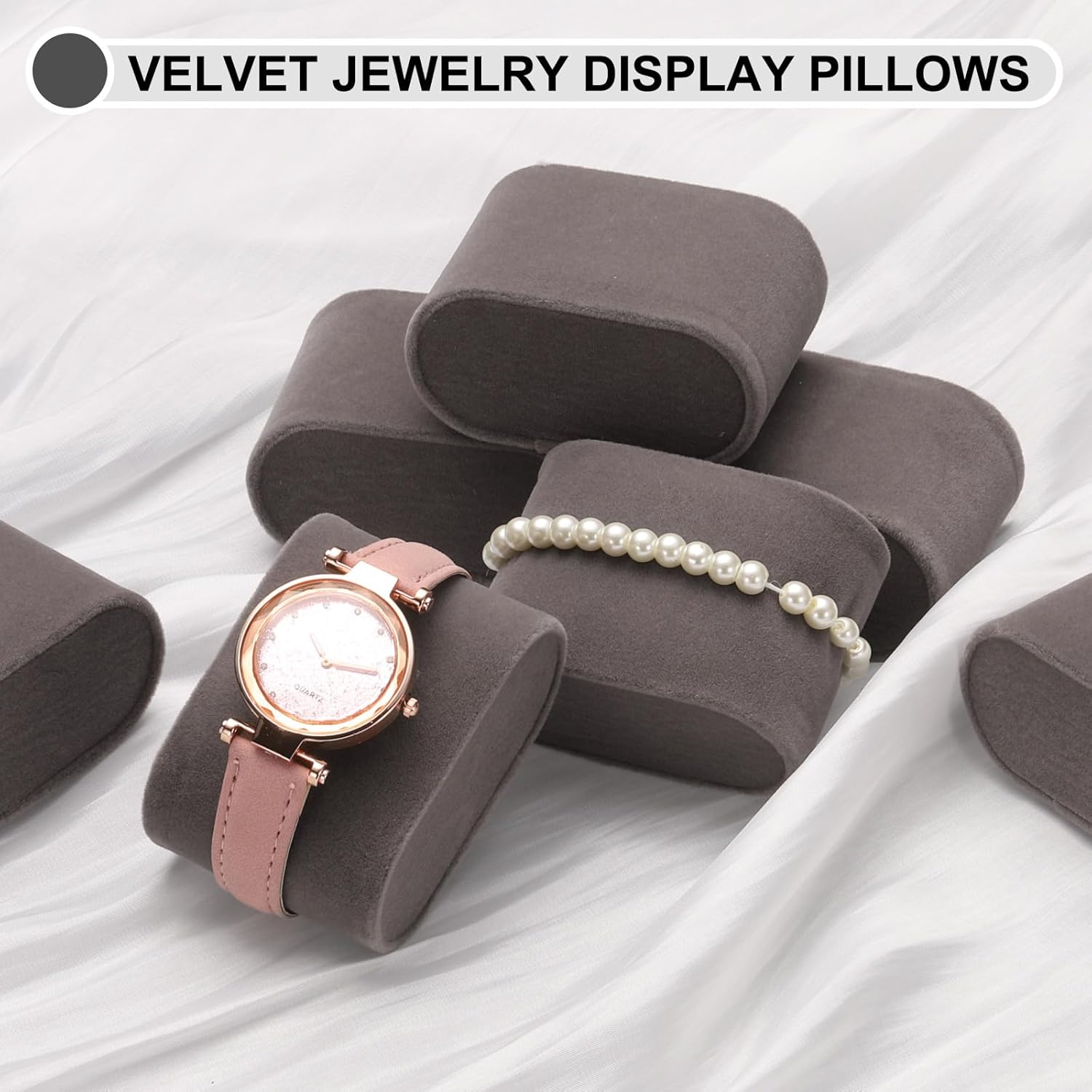 12pcs Bracelet Watch Pillow Velvet Jewelry Display Pillows Cushion Pad Watch Storage Pillow for Watch Box Grey - Image 4