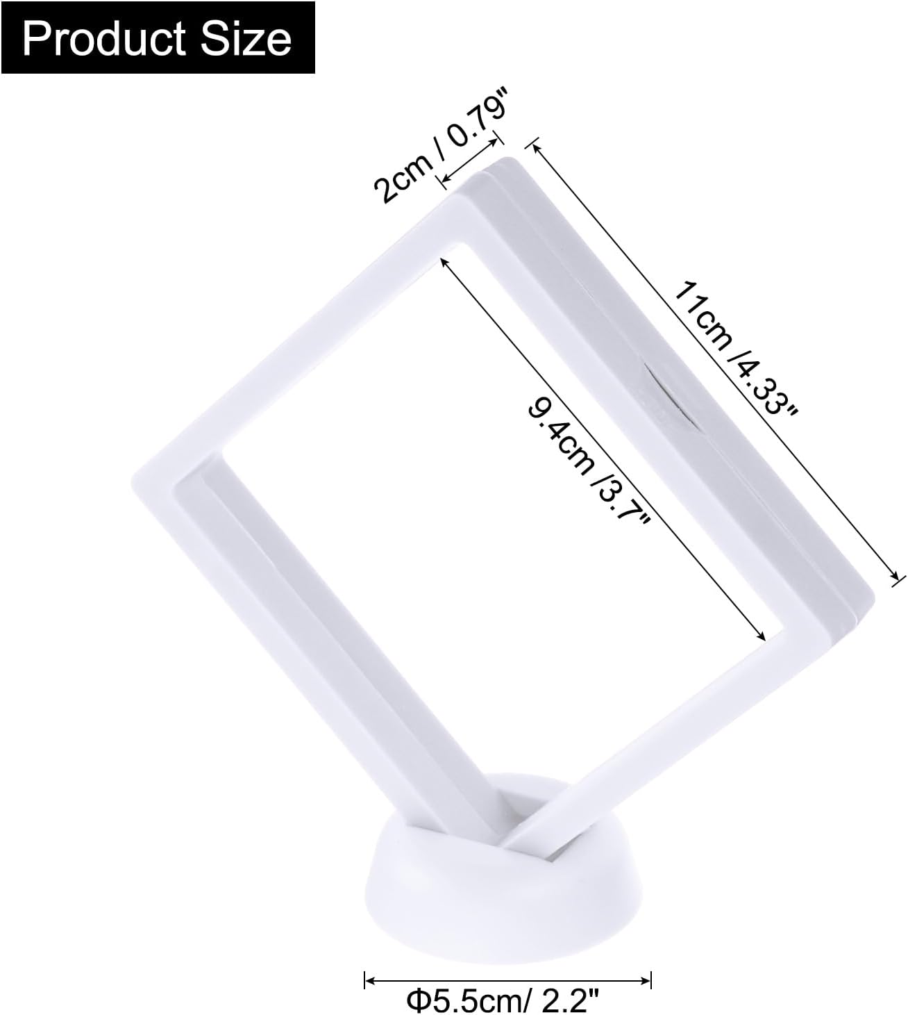 4 Pcs 3D Floating Display Case, 4.33 x 4.33 Inch Floating Frame Display Holder Stand, Transparent PE Jewelry Storage Box, White - Image 2