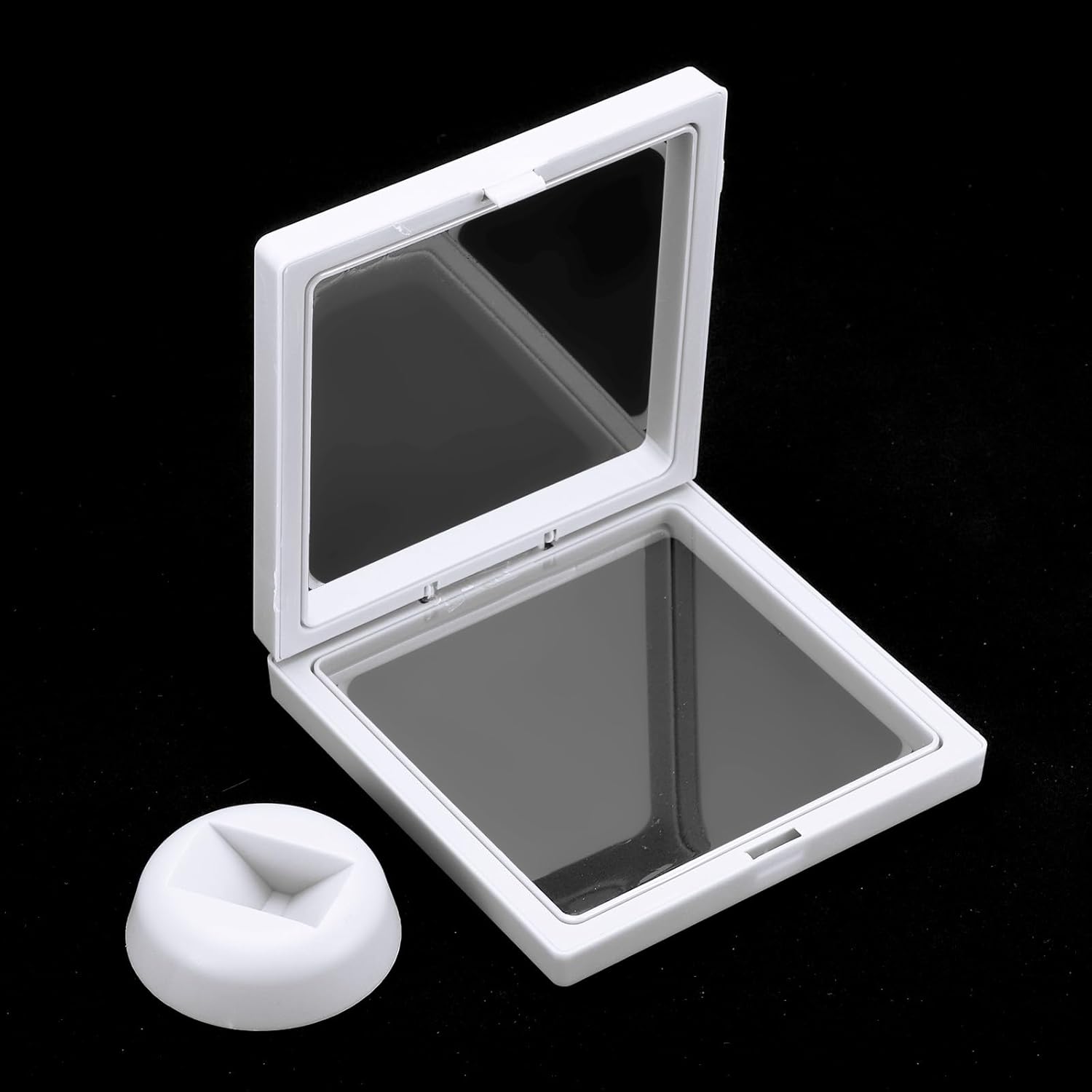 4 Pcs 3D Floating Display Case, 4.33 x 4.33 Inch Floating Frame Display Holder Stand, Transparent PE Jewelry Storage Box, White - Image 4