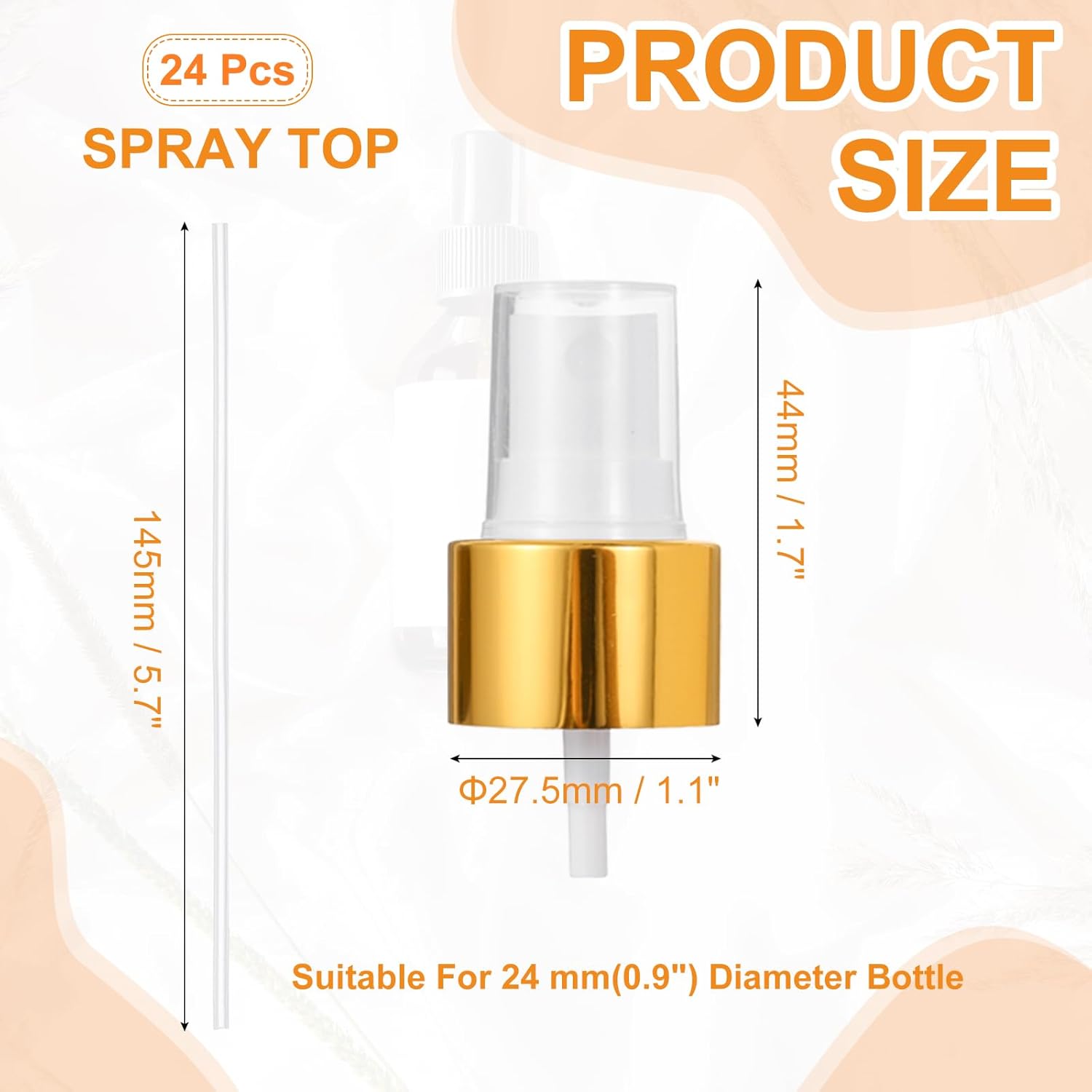 24 Pcs Gold White Spray Top, 24/410 Fine Mist Sprayer Reusable Replacement Spray Bottle Pump Plastic Top for Cosmetic Perfume and Body Sprays Bottle - Image 2