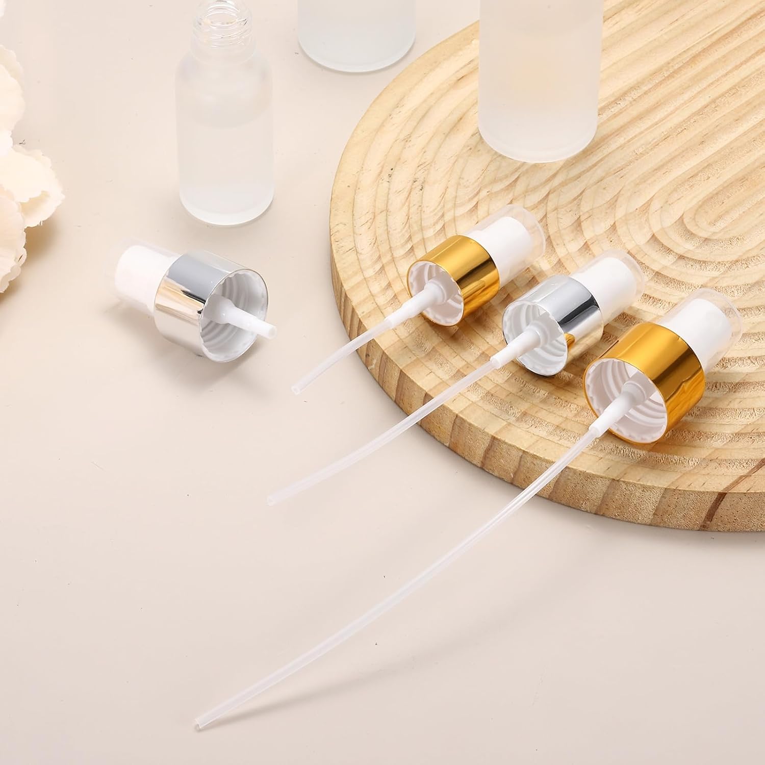 24 Pcs Gold White Spray Top, 24/410 Fine Mist Sprayer Reusable Replacement Spray Bottle Pump Plastic Top for Cosmetic Perfume and Body Sprays Bottle - Image 4