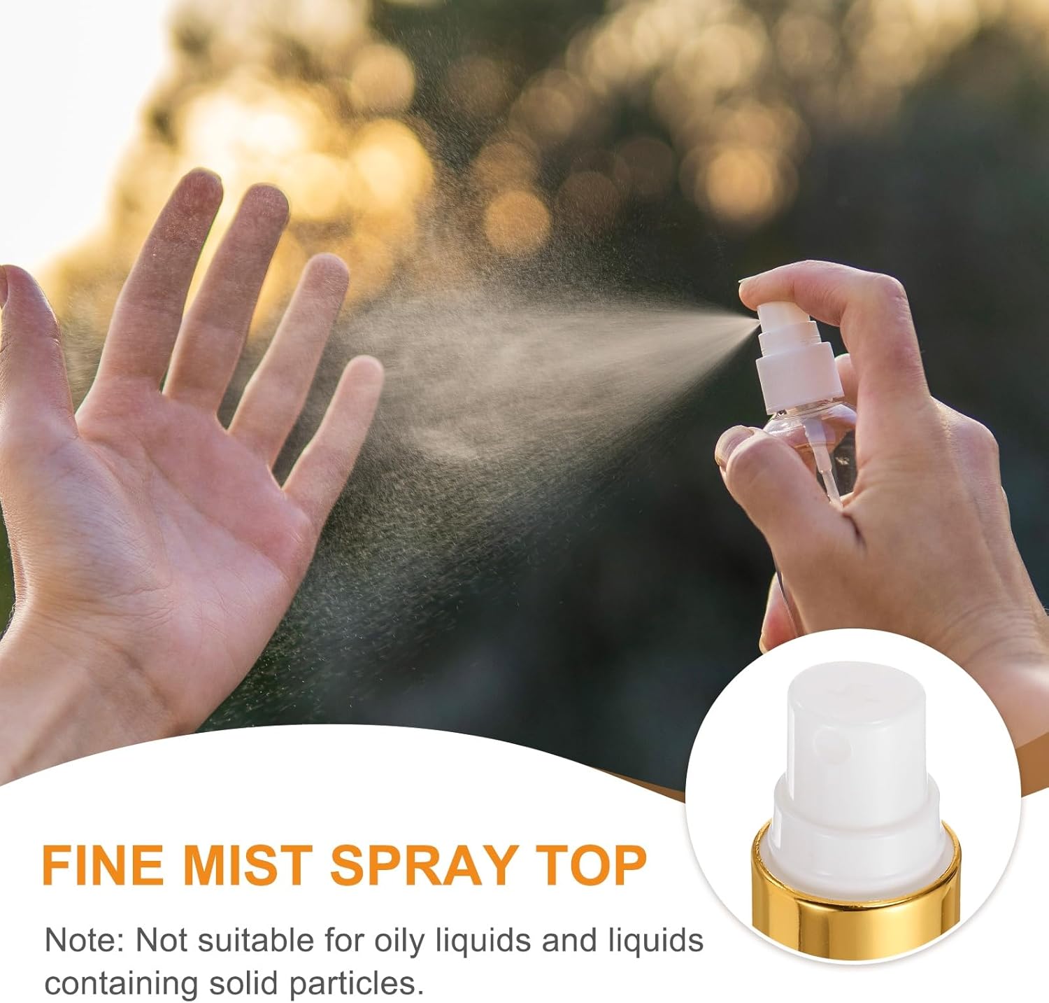 24 Pcs Gold White Spray Top, 24/410 Fine Mist Sprayer Reusable Replacement Spray Bottle Pump Plastic Top for Cosmetic Perfume and Body Sprays Bottle - Image 6