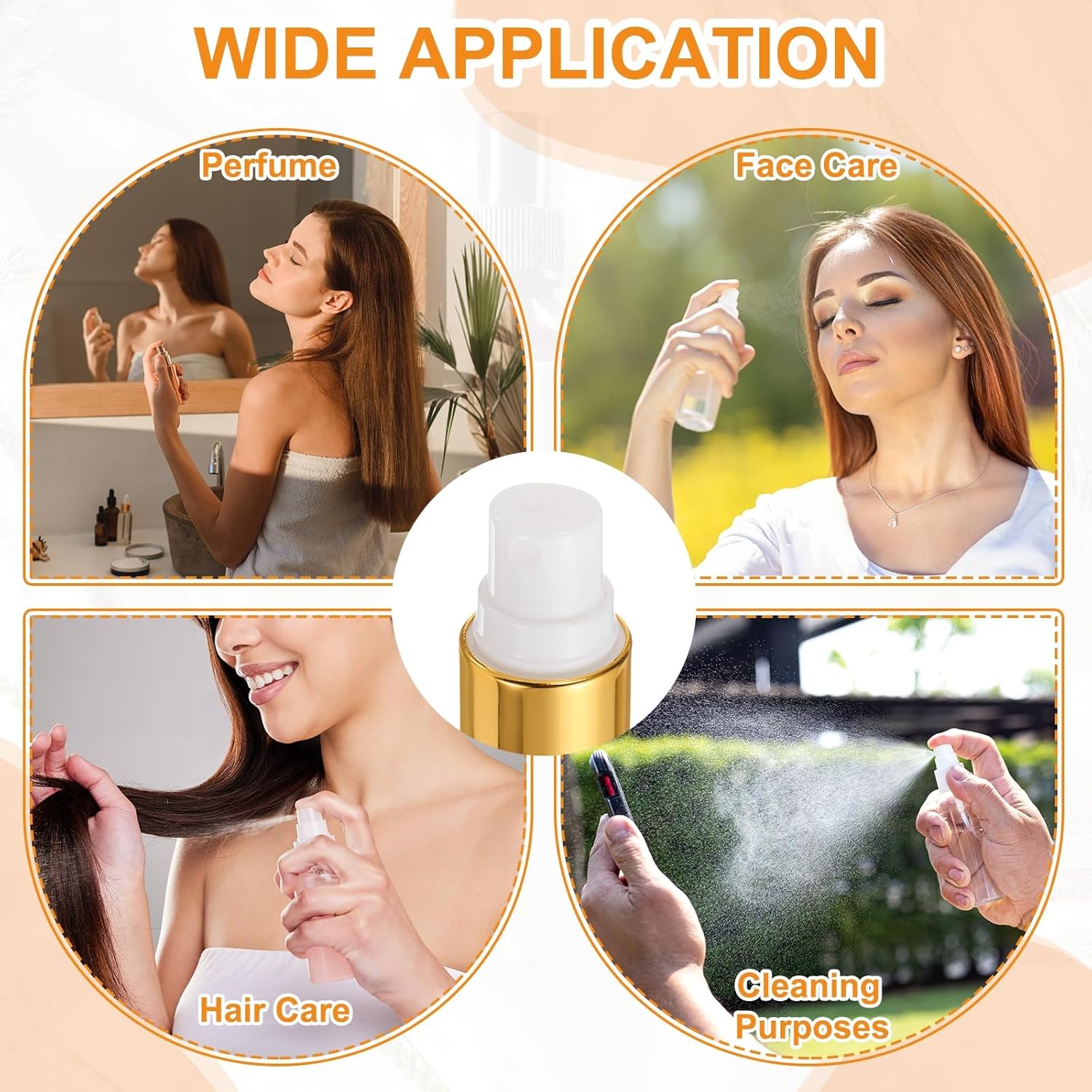 24 Pcs Gold White Spray Top, 24/410 Fine Mist Sprayer Reusable Replacement Spray Bottle Pump Plastic Top for Cosmetic Perfume and Body Sprays Bottle - Image 7