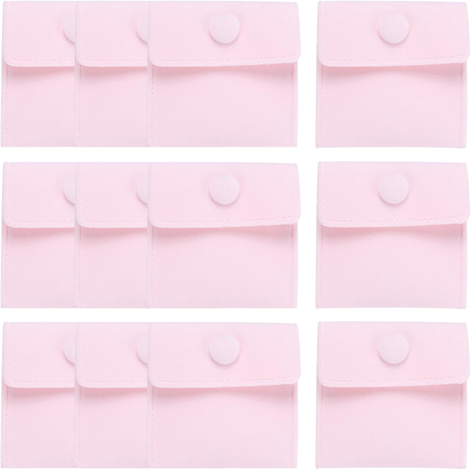 12 Pcs Velvet Jewelry Pouches with Snap Button 2.8x2.8 Inches,Soft Jewelry Pouches Storage Bags Small Velvet Gift Bags with 10 Divider Fit for Rings Necklace Bracelet, Pink - Image 1
