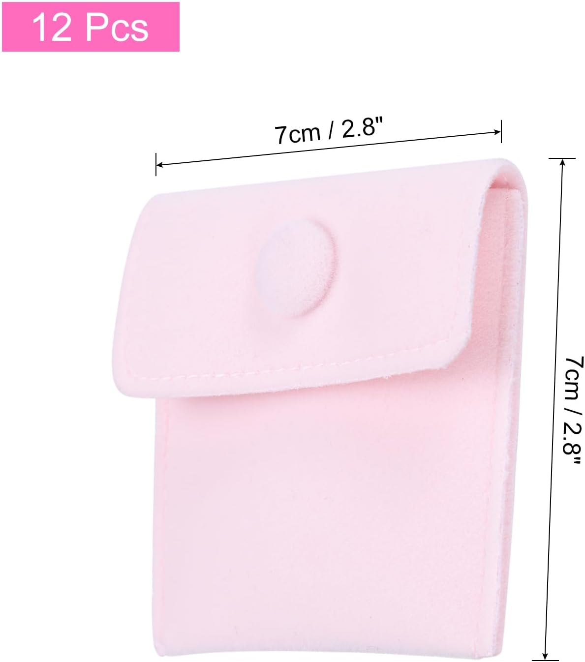 12 Pcs Velvet Jewelry Pouches with Snap Button 2.8x2.8 Inches,Soft Jewelry Pouches Storage Bags Small Velvet Gift Bags with 10 Divider Fit for Rings Necklace Bracelet, Pink - Image 2