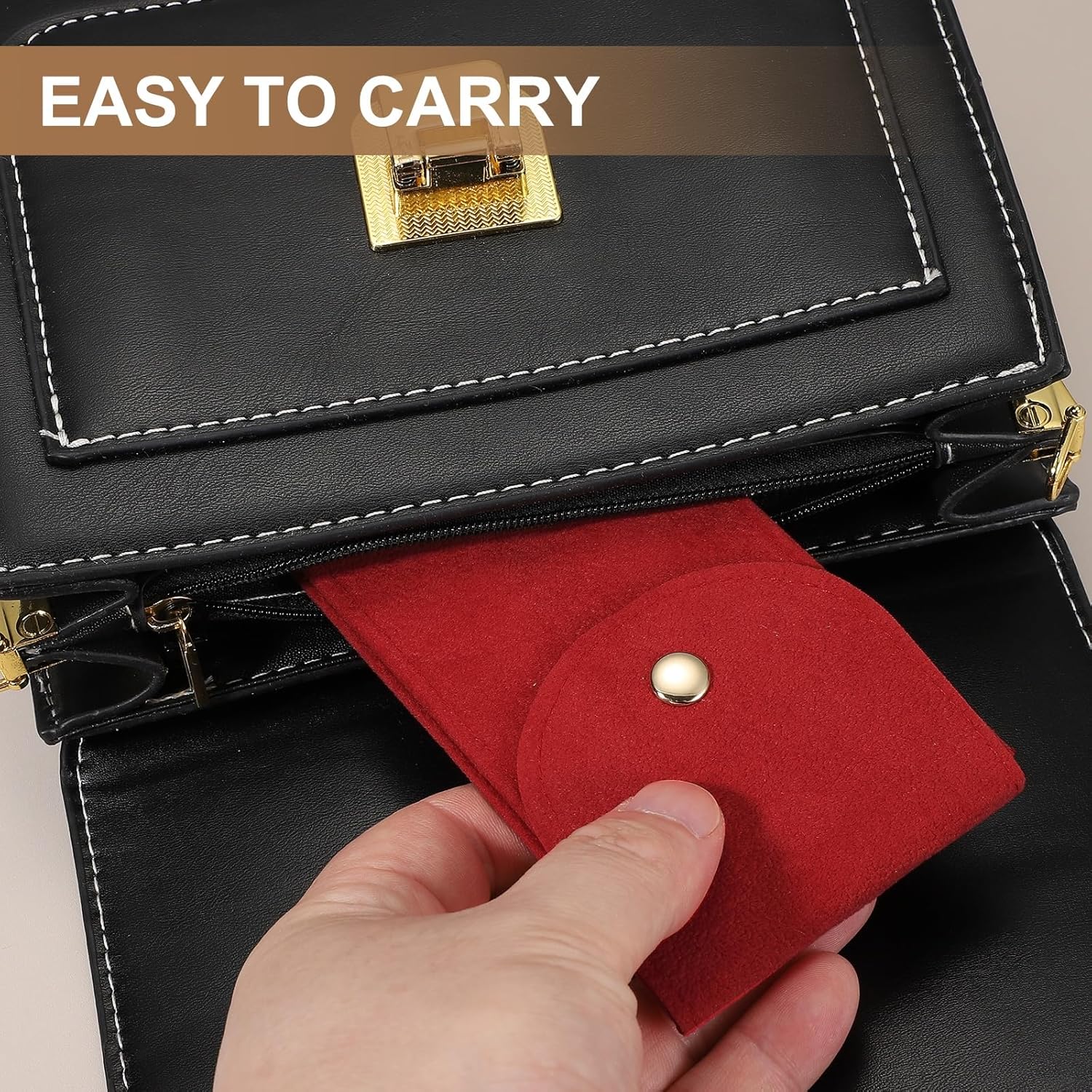 4 Pcs Velvet Watch Pouch, 5.1 x 2.8 Inch Portable Travel Case Jewelry Storage Bag Single Watch Storage Pouch for Men and Women with Snap Button for Travel Home, Pink - Image 5