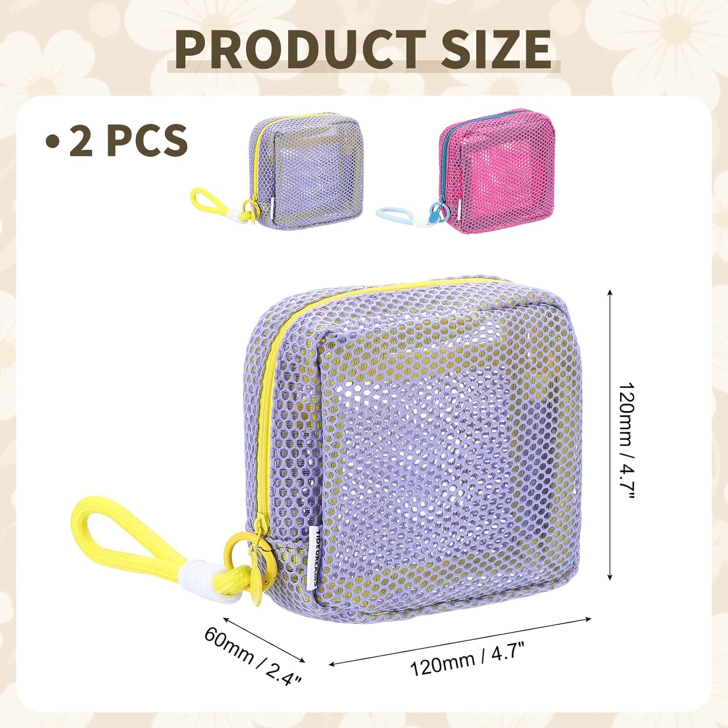 2Pcs Mesh Makeup Bag, 4.7