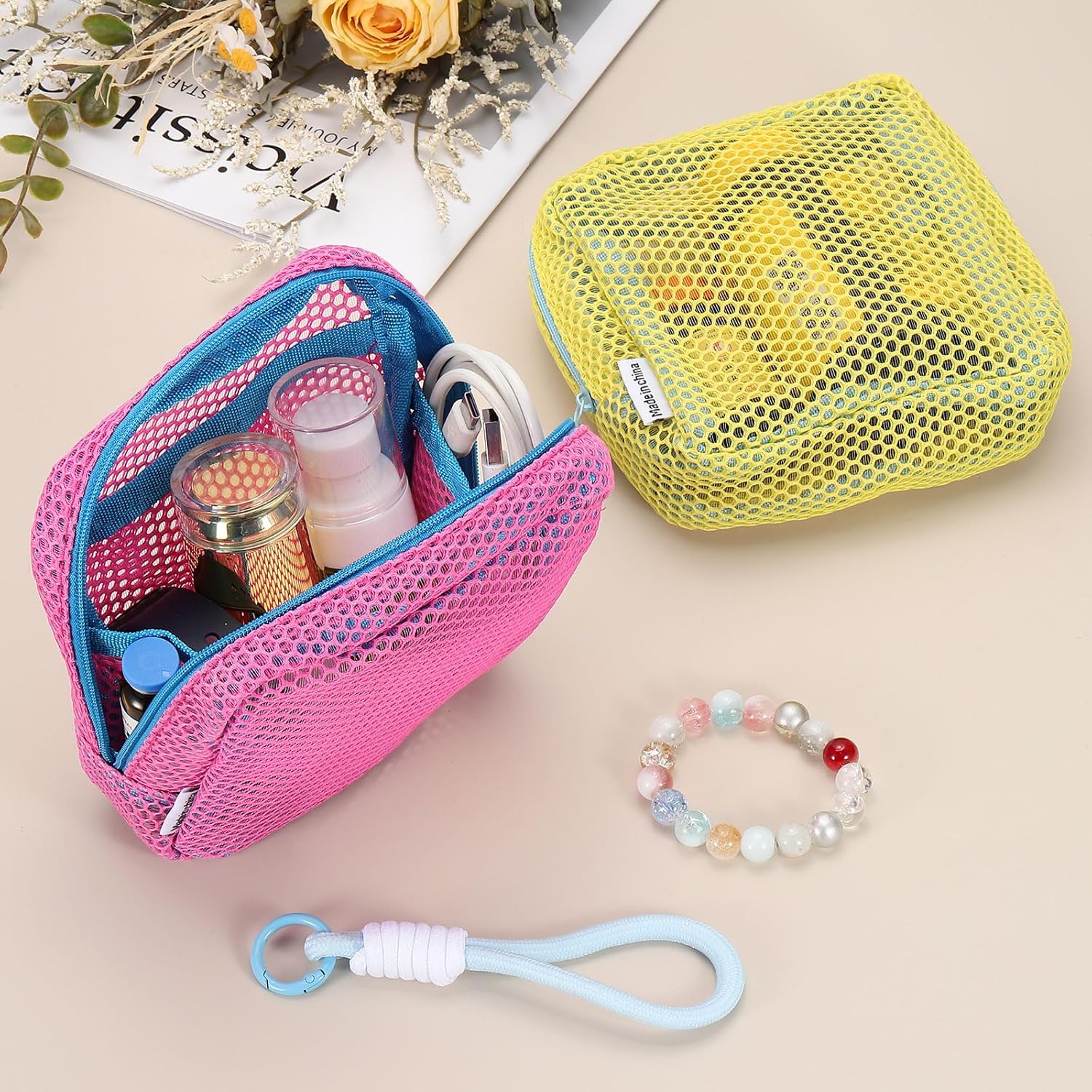 2Pcs Mesh Makeup Bag, 4.7