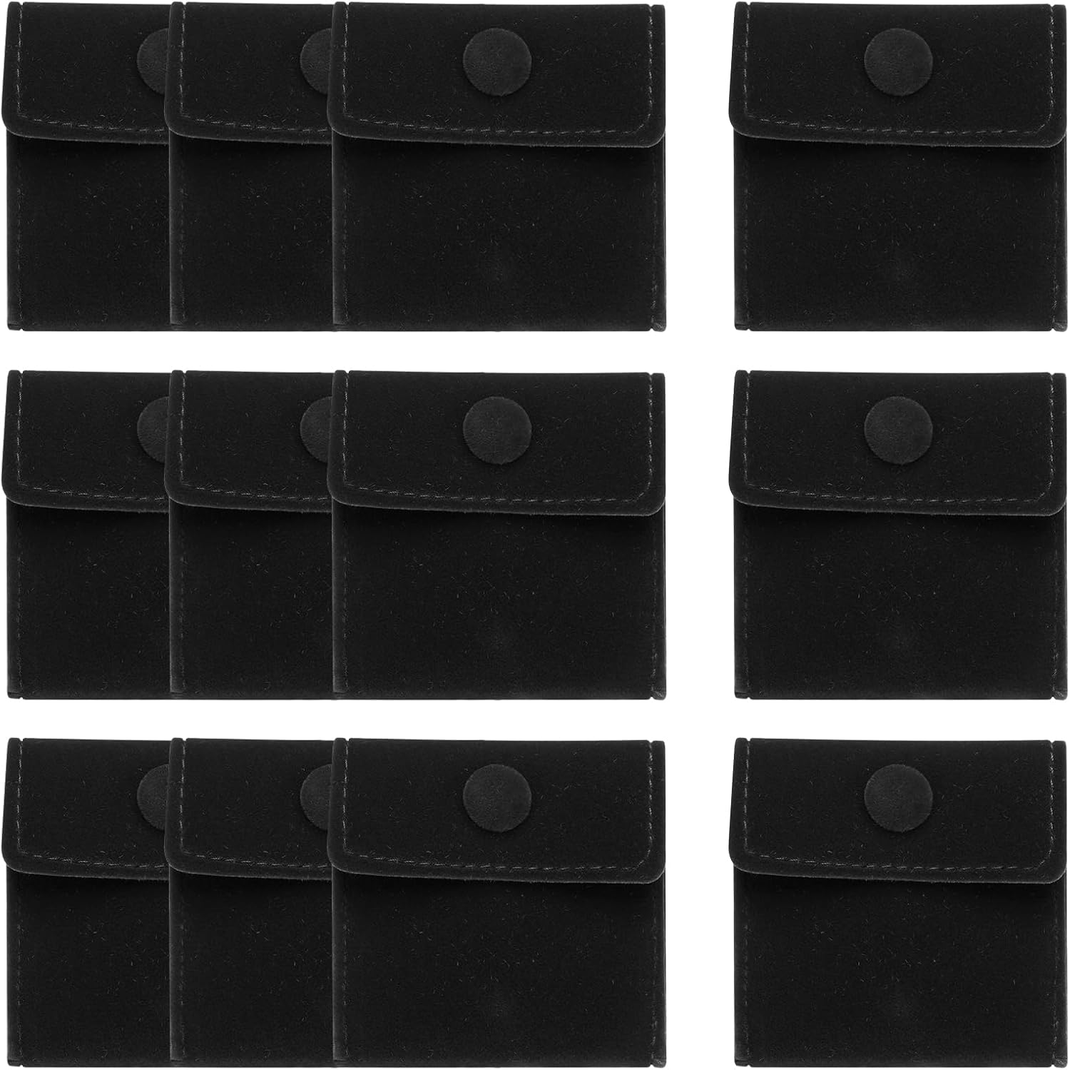20 Pcs Velvet Jewelry Pouches with Snap Button 2.8x2.8 Inches, Soft Jewelry Pouches Storage Bags Small Velvet Gift Bags for Rings Necklace Bracelet Earring Watch, Black - Image 1