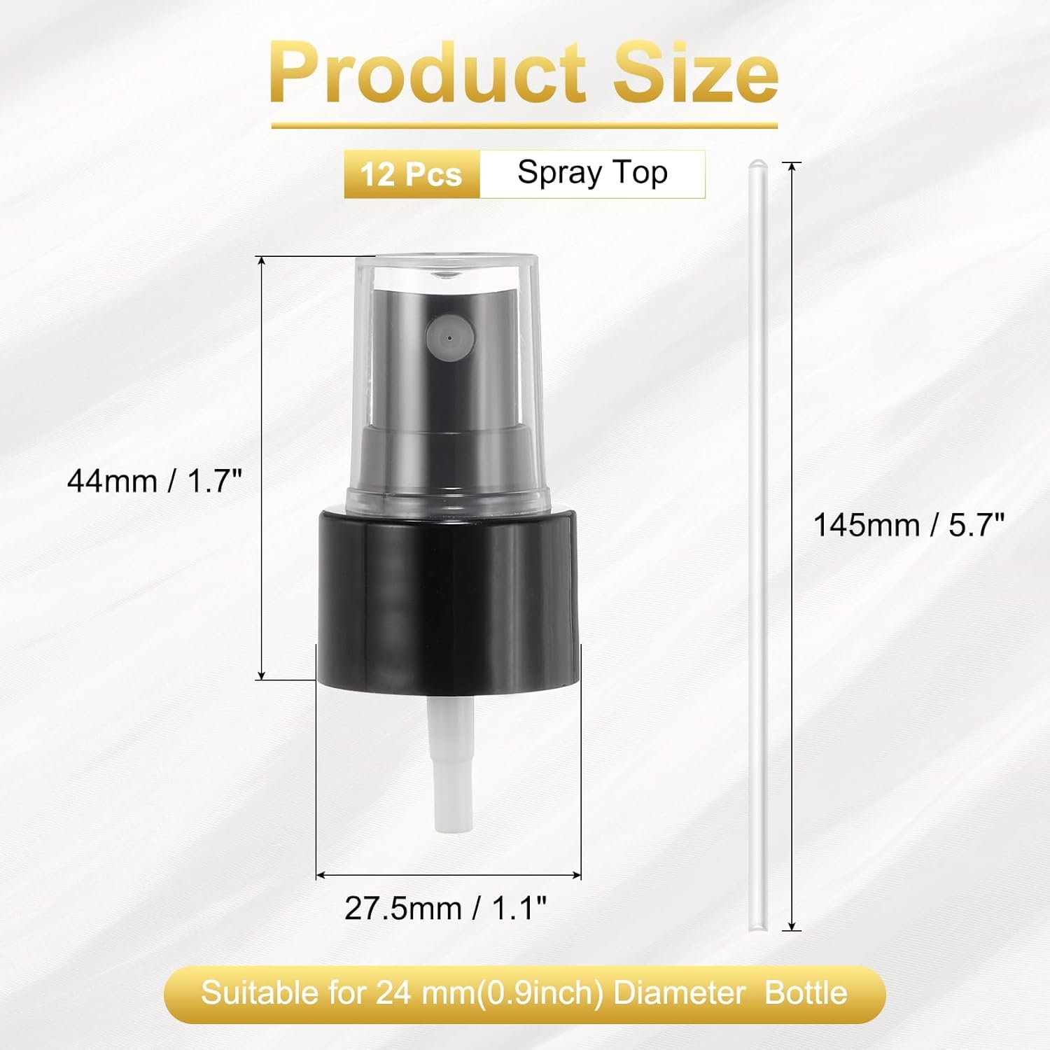 12 Pcs Black Spray Top, 24/410 Fine Mist Sprayer Reusable Replacement Spray Bottle Pump Plastic Top for Cosmetic Perfume and Body Sprays Bottle - Image 2
