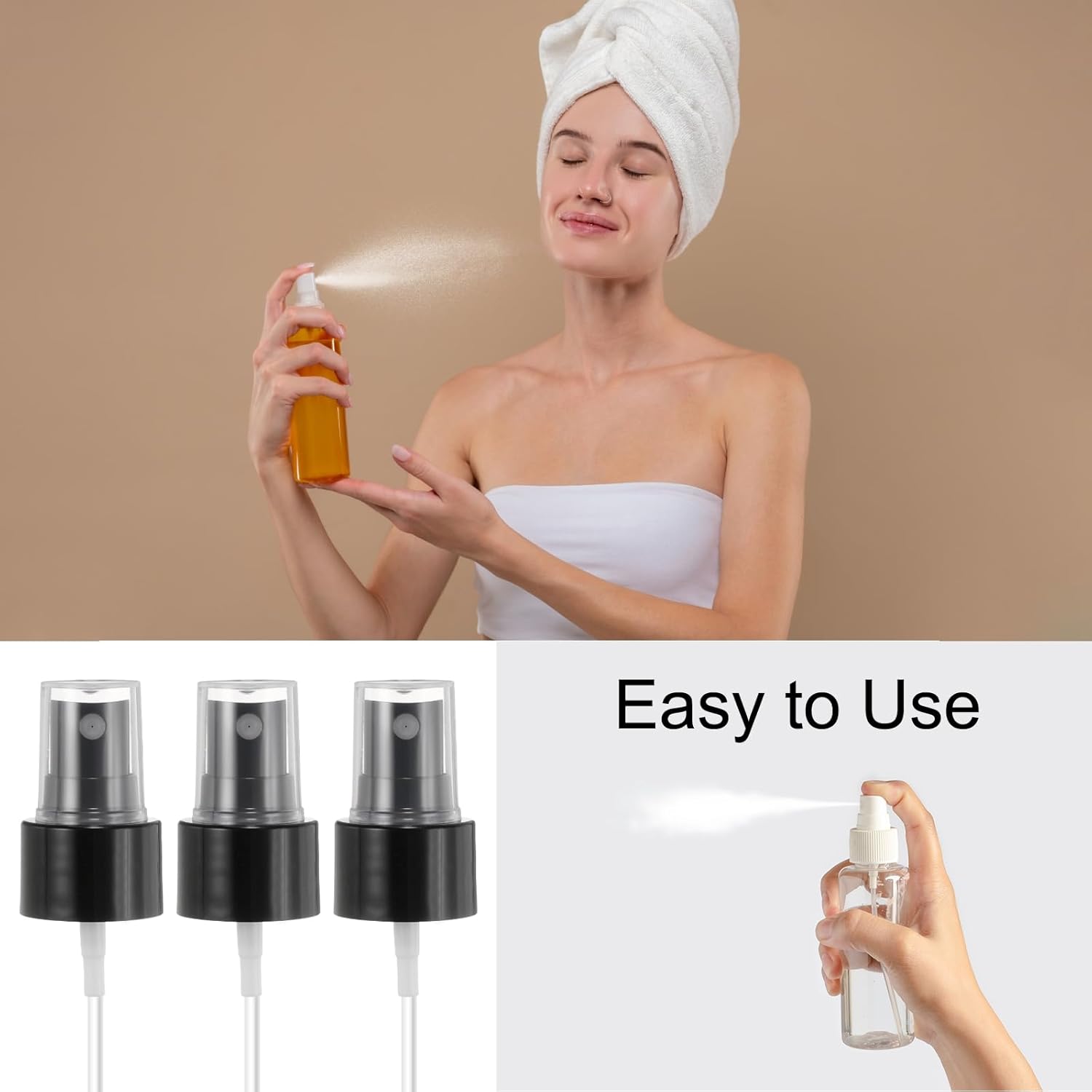 12 Pcs Black Spray Top, 24/410 Fine Mist Sprayer Reusable Replacement Spray Bottle Pump Plastic Top for Cosmetic Perfume and Body Sprays Bottle - Image 6