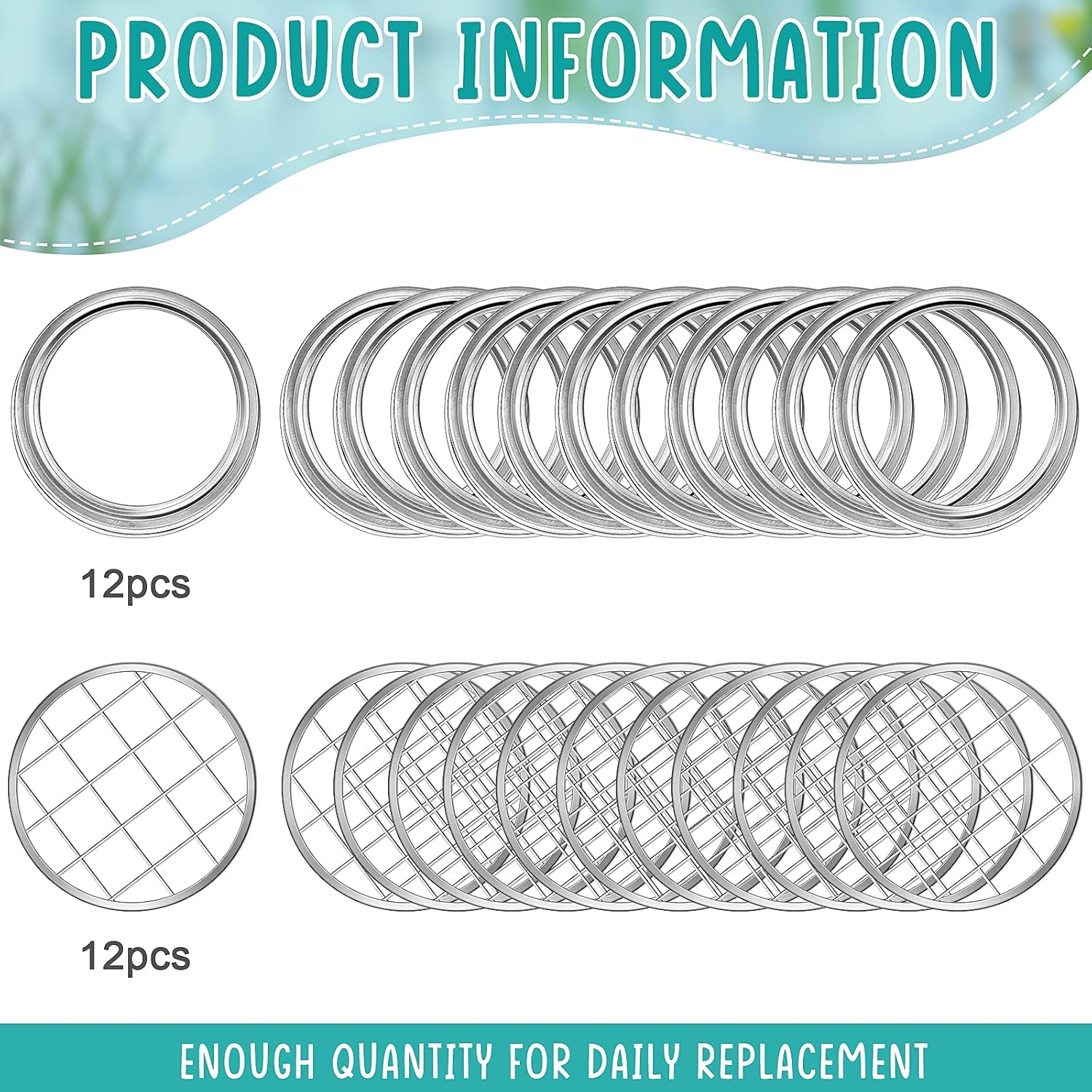 Mason Flower Jar Frog Lid Metal Insert Mason Grid Flower Organizer Frog Lid Insert for Regular Mouth Canning Jars(12 Sets) - Image 7