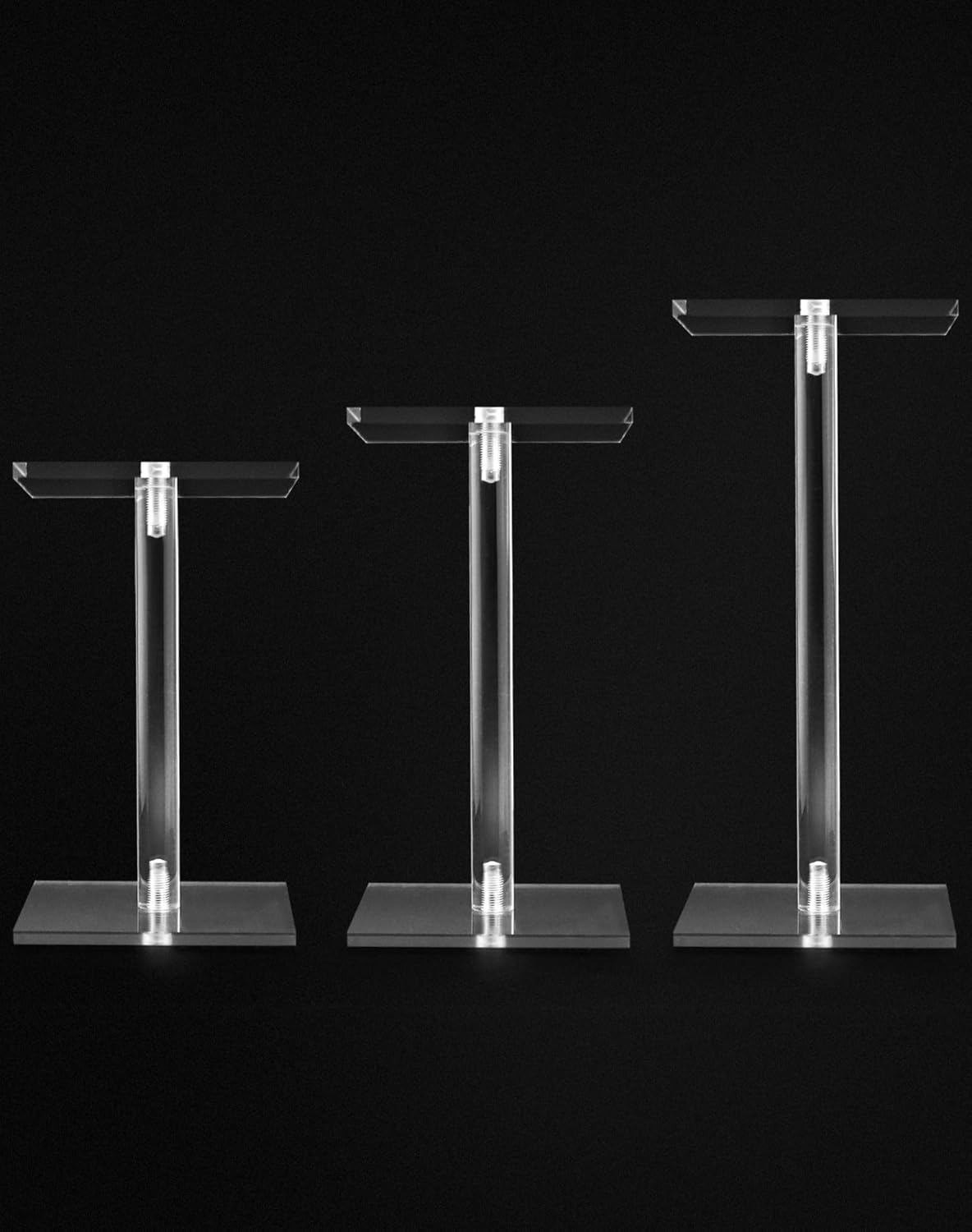 Square Acrylic Display Stand, 2 Sets of 3 Each Acrylic Jewelry Display Stand, T-Shape Display Rack for Watches Earring Necklace Bracelet, 4.8