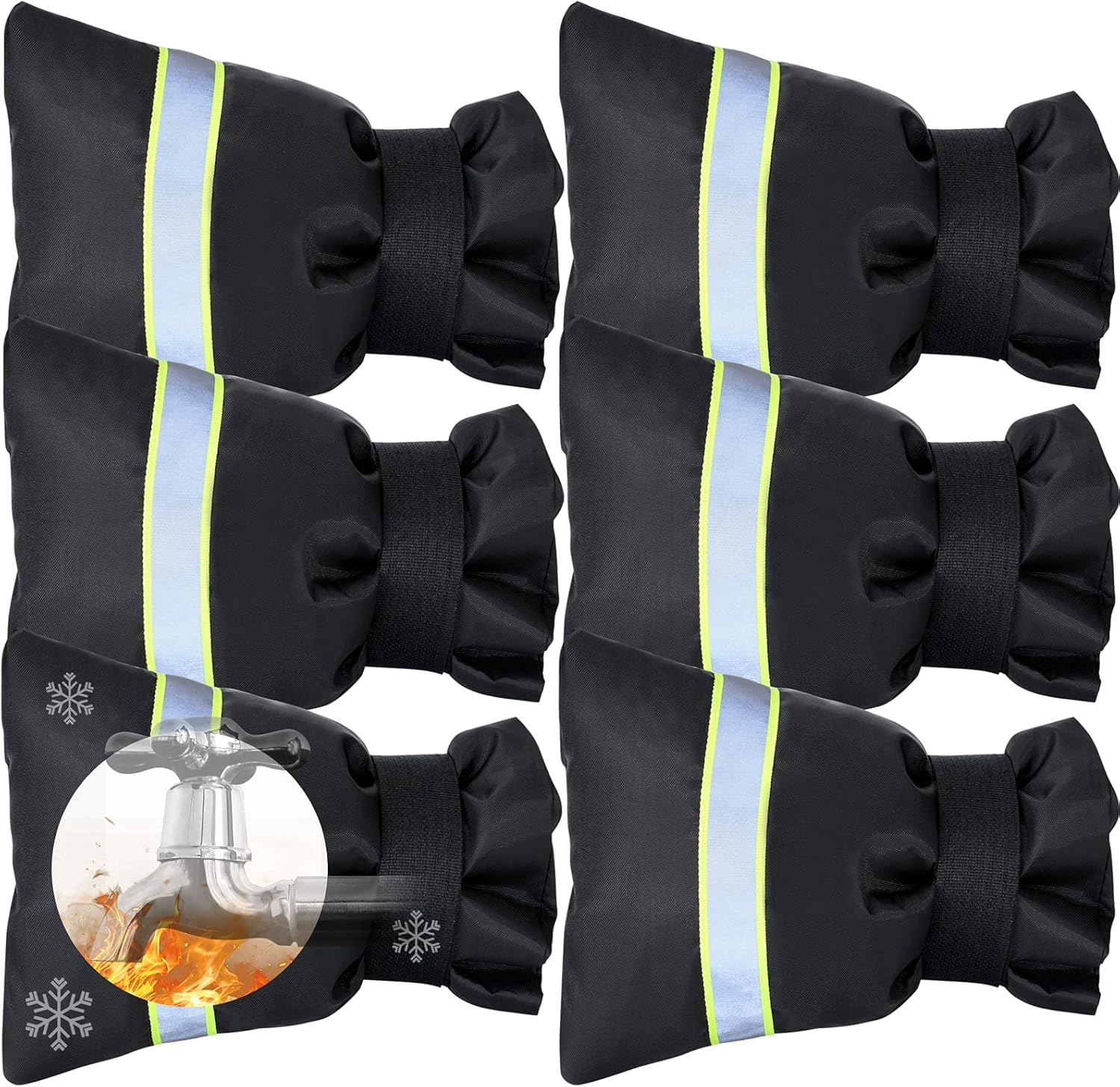 Faucet Cover for Winter Freeze Protection,Spigot Cover with Reflective Strips,Outside Faucet Cover for Cold Weather,Velcro Thickened Anti-Freeze Outdoor Faucet Socks,Reusable Hose Bib Covers - Image 1