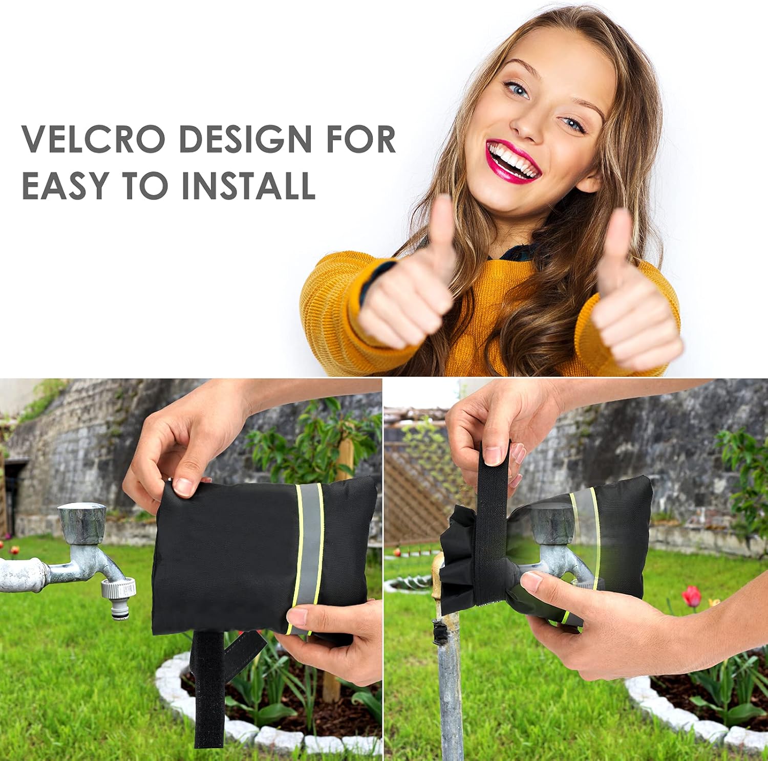 Faucet Cover for Winter Freeze Protection,Spigot Cover with Reflective Strips,Outside Faucet Cover for Cold Weather,Velcro Thickened Anti-Freeze Outdoor Faucet Socks,Reusable Hose Bib Covers - Image 4