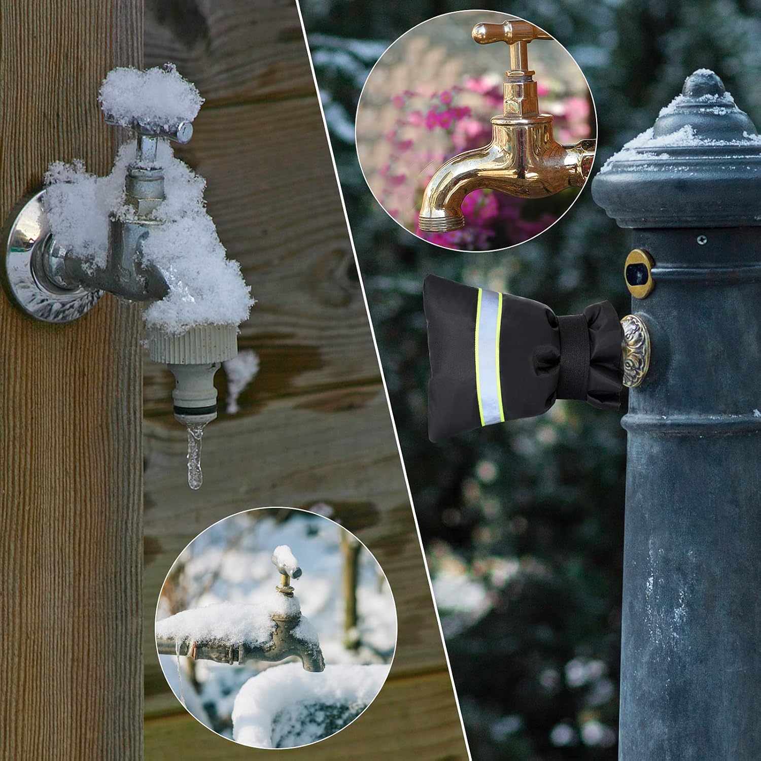 Faucet Cover for Winter Freeze Protection,Spigot Cover with Reflective Strips,Outside Faucet Cover for Cold Weather,Velcro Thickened Anti-Freeze Outdoor Faucet Socks,Reusable Hose Bib Covers - Image 5