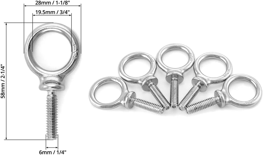 Eye Bolt, 20 Pack 1/4