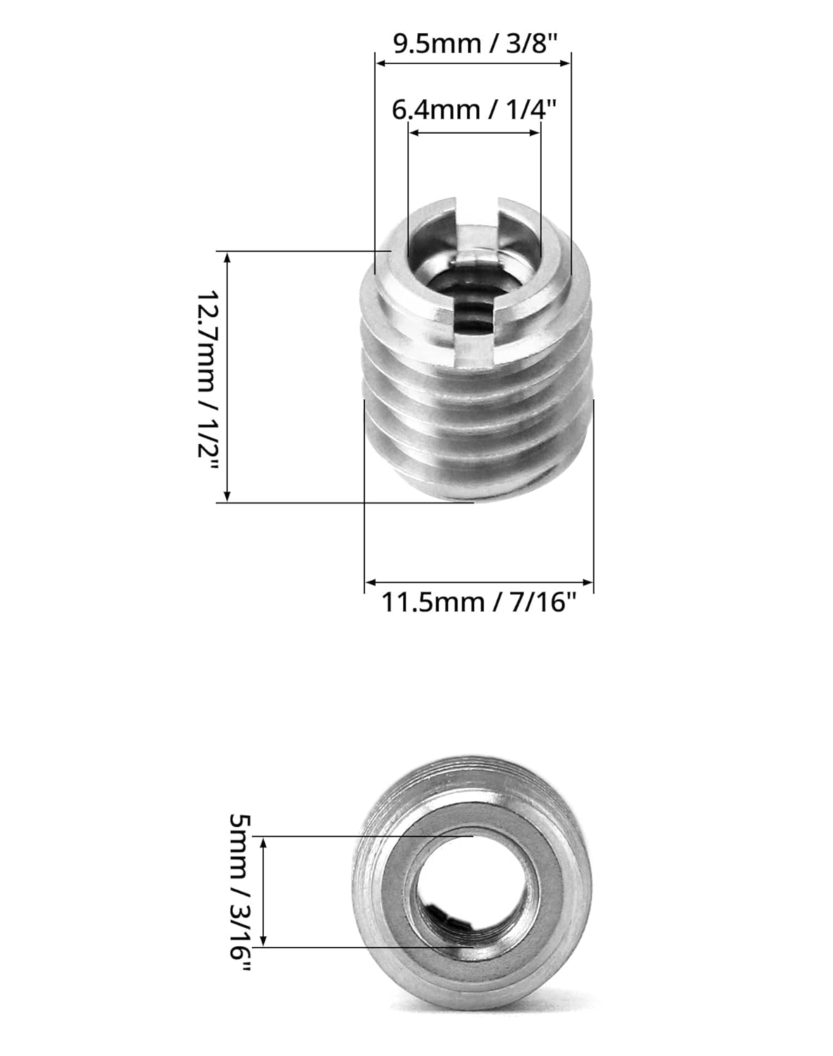 Stainless Steel Threaded Insert for Hard-Wood, 1/4-20 Internal Threads 20 Pack 5/8