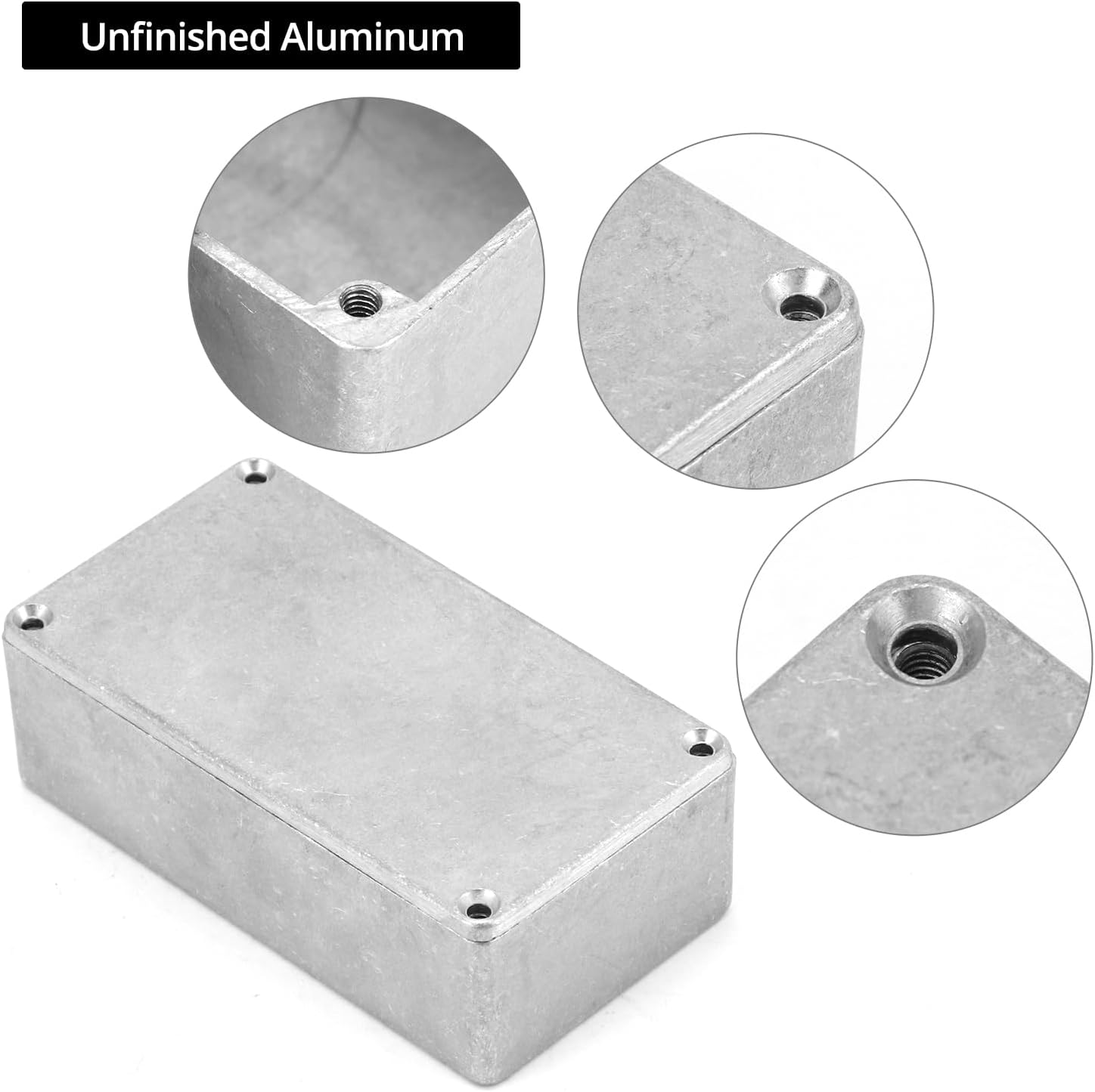 125B/1590N1 Aluminium Stomp Box Enclosures, 122 x 66 x 39.5 mm, Unfinished DIY Guitar Pedal Cases with Screws and Rubber Mats, 3 Pcs - Image 3