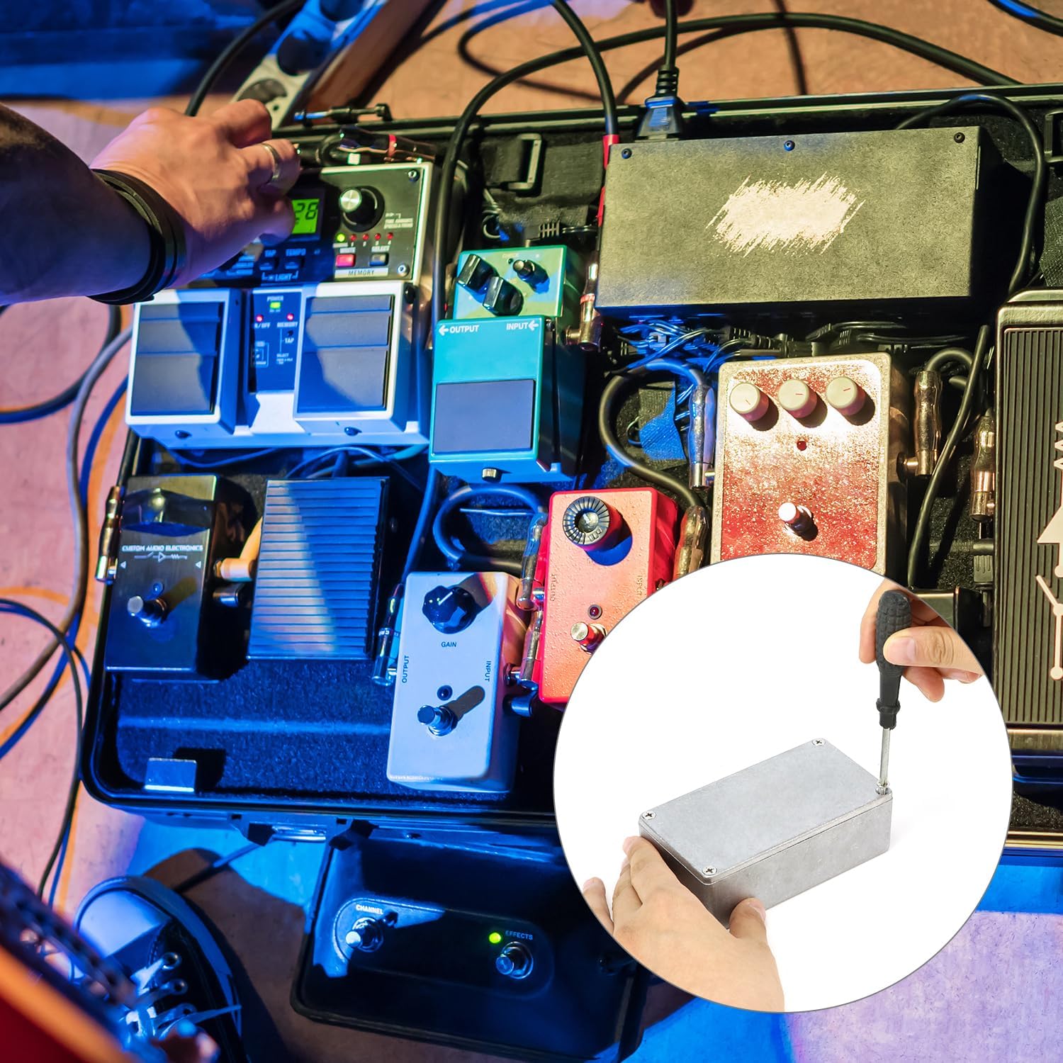 125B/1590N1 Aluminium Stomp Box Enclosures, 122 x 66 x 39.5 mm, Unfinished DIY Guitar Pedal Cases with Screws and Rubber Mats, 3 Pcs - Image 7