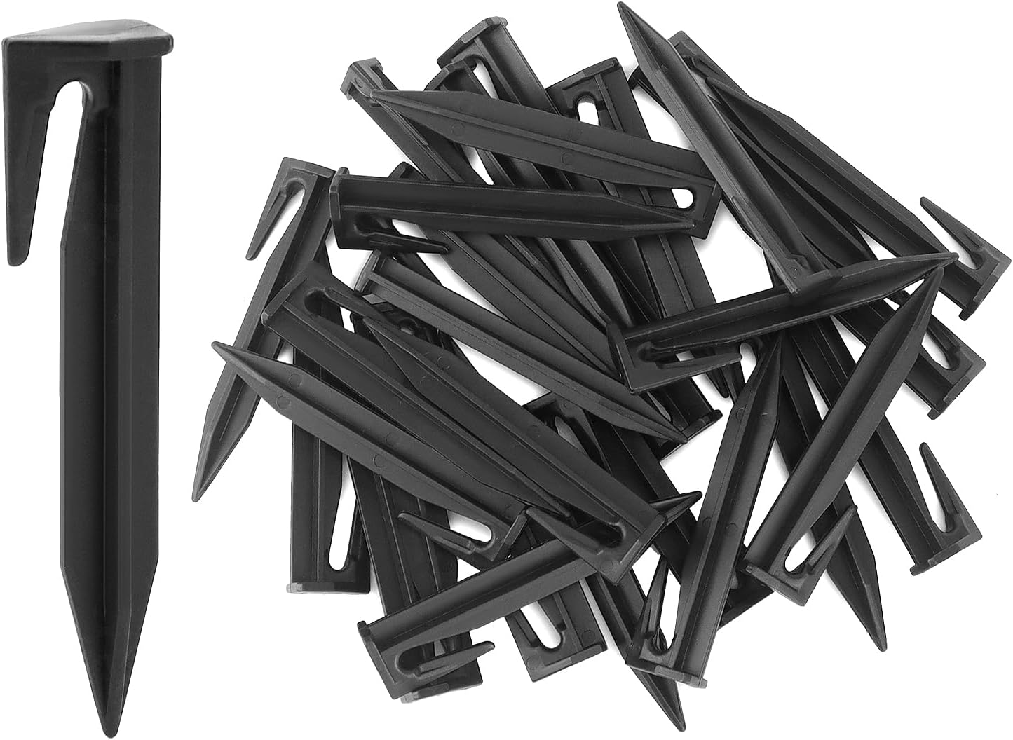 Plastic Boundary Wire Stakes, 200 Pcs, 3.35in, Black, Bayonet Tip, Garden Edging, Lawn Nails, Wire Pegs, Landscape Anchoring Spikes, Pet Fence, Mower Compatible - Image 1