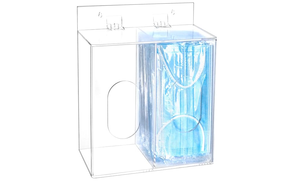 Clear Acrylic Mask and Glove Organizer – Dual Compartment Dispenser for Office, Clinic & Home Use - Image 1