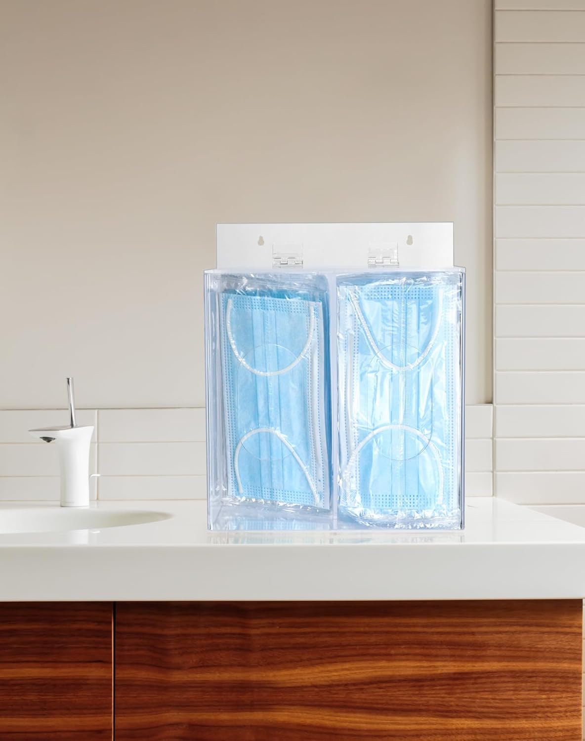Clear Acrylic Mask and Glove Organizer – Dual Compartment Dispenser for Office, Clinic & Home Use - Image 5