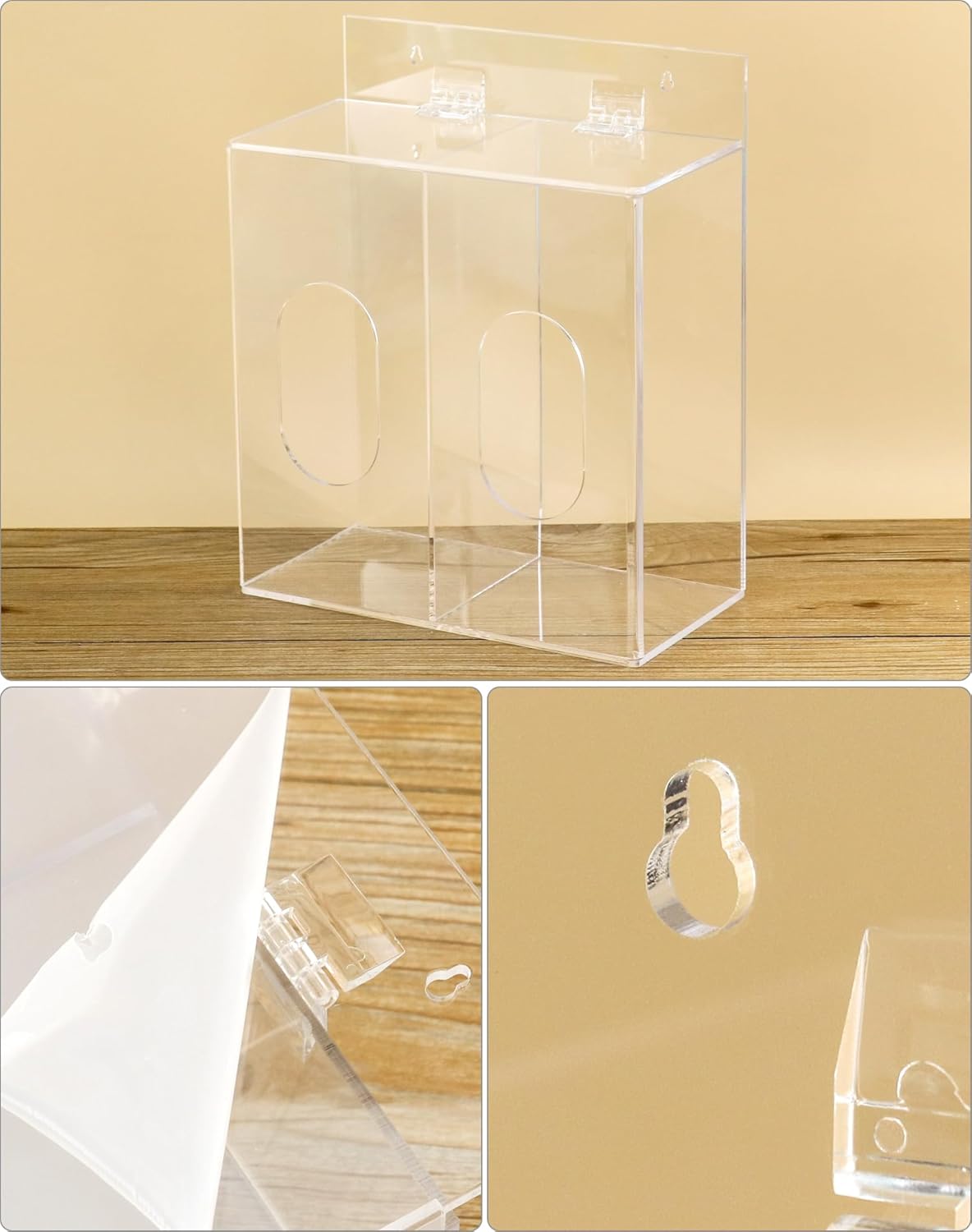 Clear Acrylic Mask and Glove Organizer – Dual Compartment Dispenser for Office, Clinic & Home Use - Image 6