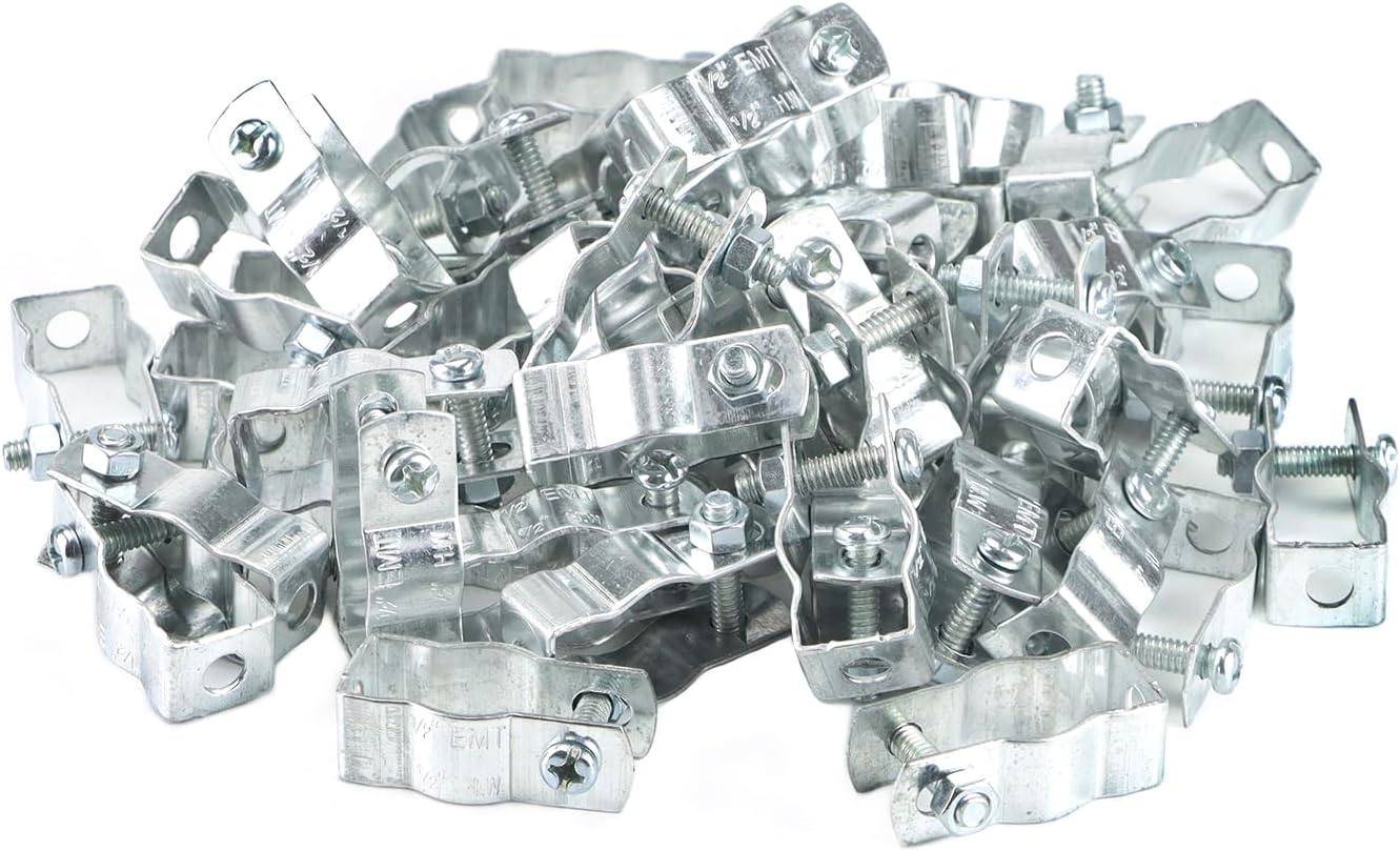 Conduit Hanger with Bolt Features, 1/2 Inch Zinc-Plated Steel, Pack of 50 - Insulated Supports or Threaded Rods for EMT, Rigid Conduits - Image 2