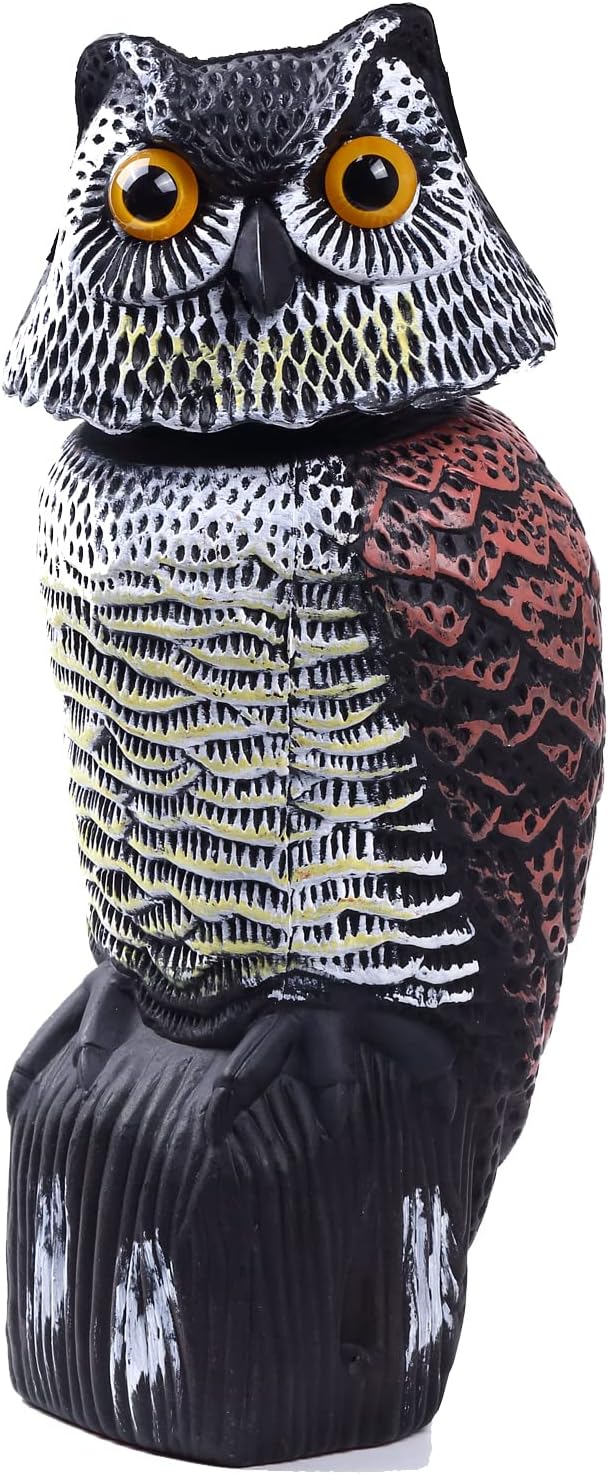 Fake Owl Decoys to Scare Birds Away, Rotating Head Sculptures, Nature Enemy Scarecrow Plastic Statues, Pest Repellent, Bird Control and Pigeon Deterrent Outdoor Yard, Garden Protectors - Image 1