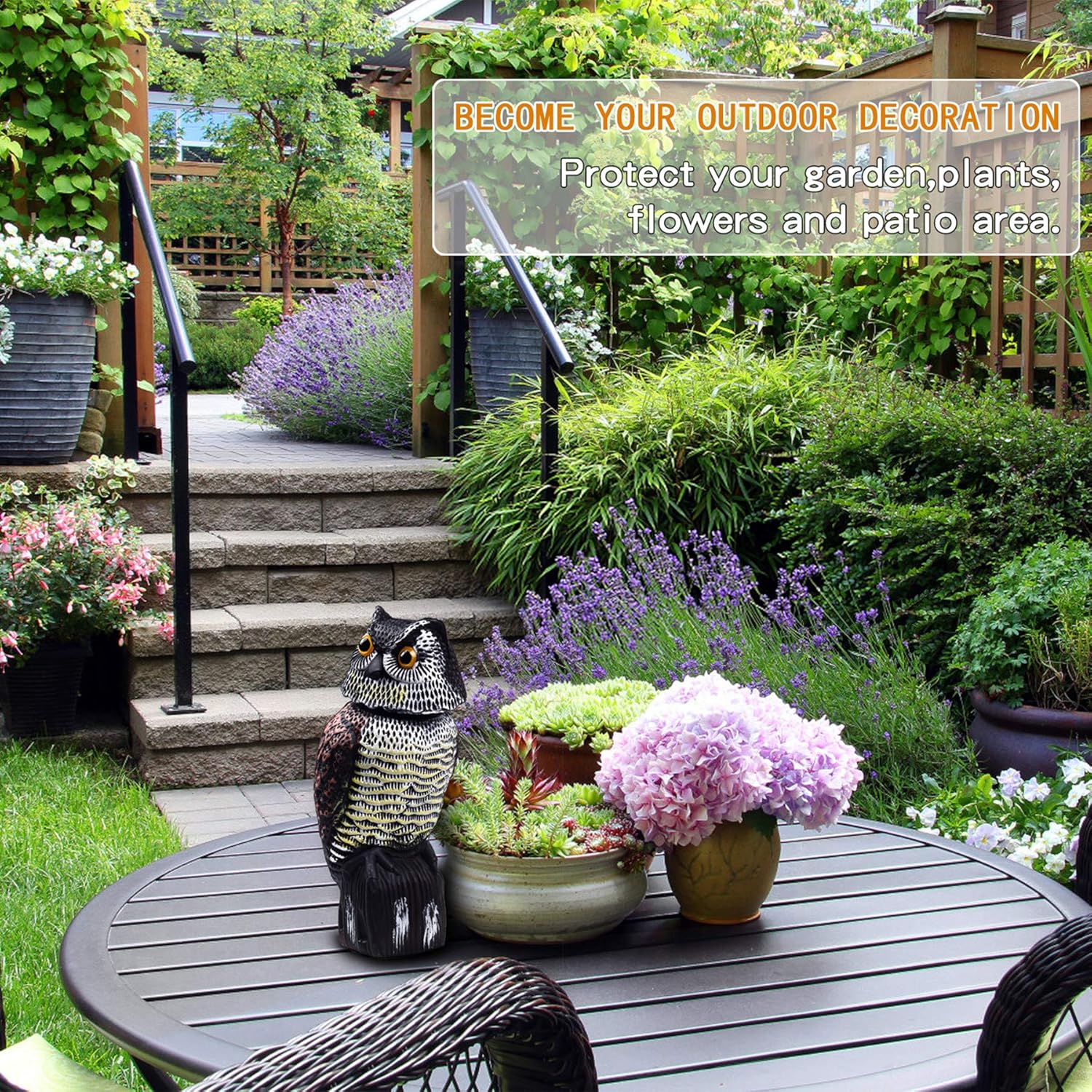 Fake Owl Decoys to Scare Birds Away, Rotating Head Sculptures, Nature Enemy Scarecrow Plastic Statues, Pest Repellent, Bird Control and Pigeon Deterrent Outdoor Yard, Garden Protectors - Image 4