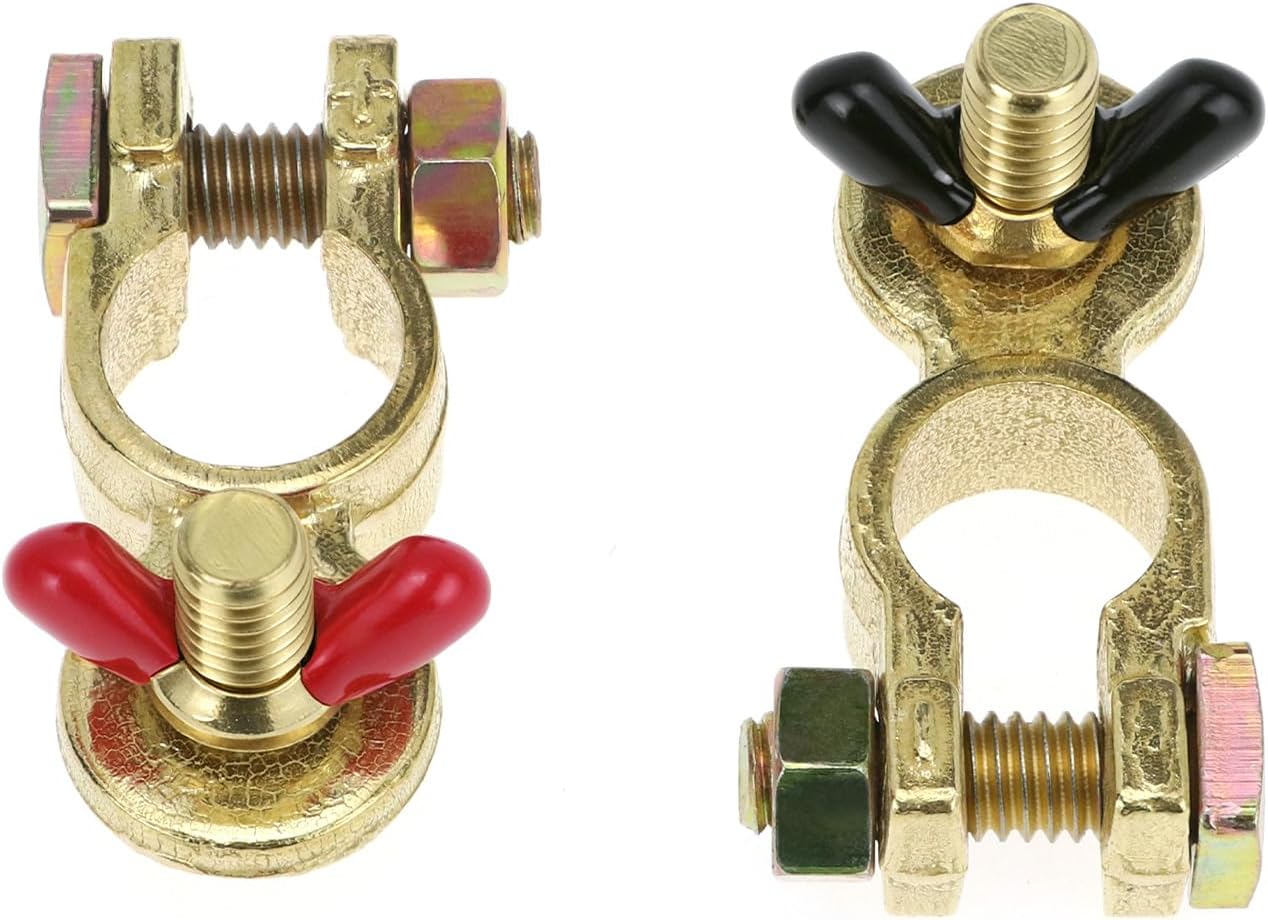 Brass Marine Grade Battery Terminal Top Post, 8 Pairs Battery Terminal Connectors, Battery Terminal Clamps for Boat Car RV, Fit All Standard Top of Post Batteries, 8 Positive + 8 Negative - Image 2