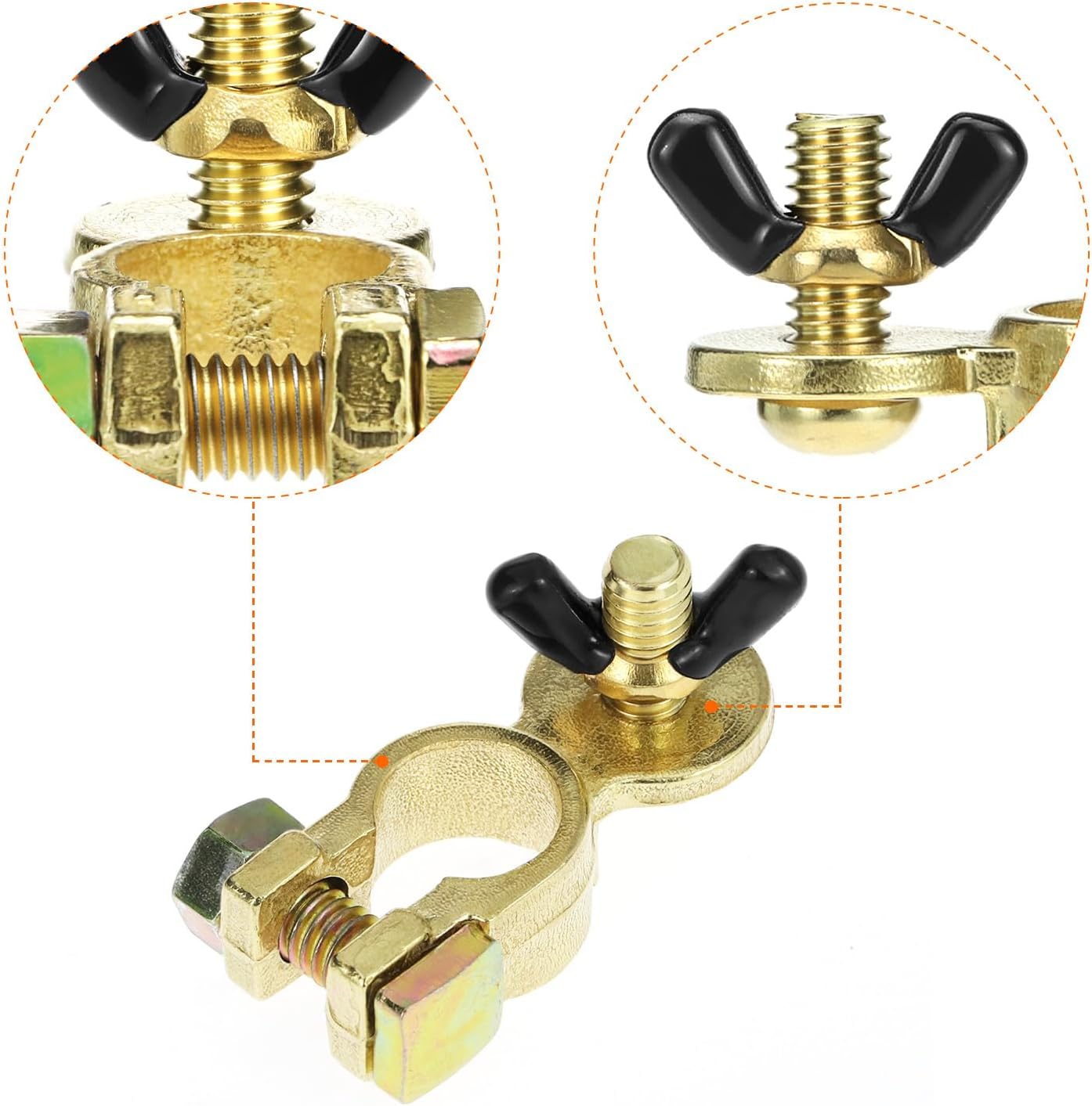 Brass Marine Grade Battery Terminal Top Post, 8 Pairs Battery Terminal Connectors, Battery Terminal Clamps for Boat Car RV, Fit All Standard Top of Post Batteries, 8 Positive + 8 Negative - Image 4