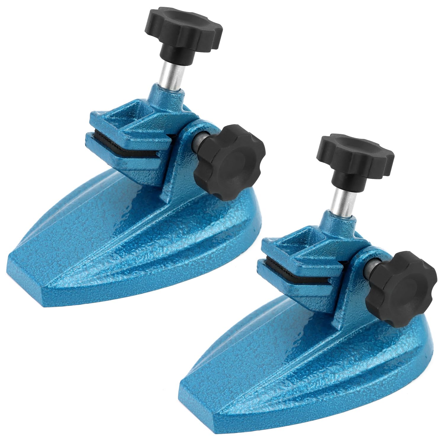 Micrometer Stand with Double Non-Slip Clamping Pad, 2 Pack Painted Cast Iron Base Micrometer Stand for Micrometers Up to 4
