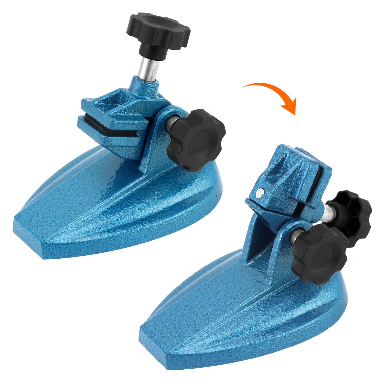 Micrometer Stand with Double Non-Slip Clamping Pad, 2 Pack Painted Cast Iron Base Micrometer Stand for Micrometers Up to 4