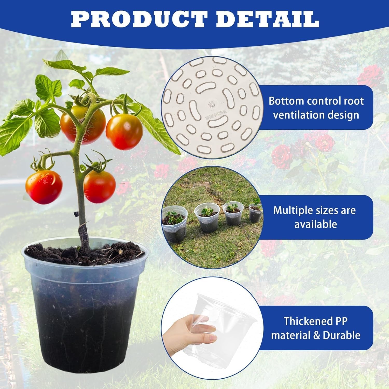 36 Pack 4/5/6/7 Inch Clear Nursery Pots for Plants, Plant Pots with Drainage Holes, Transparent Seedling Pots for Seed Starters Planter Flower - Image 3