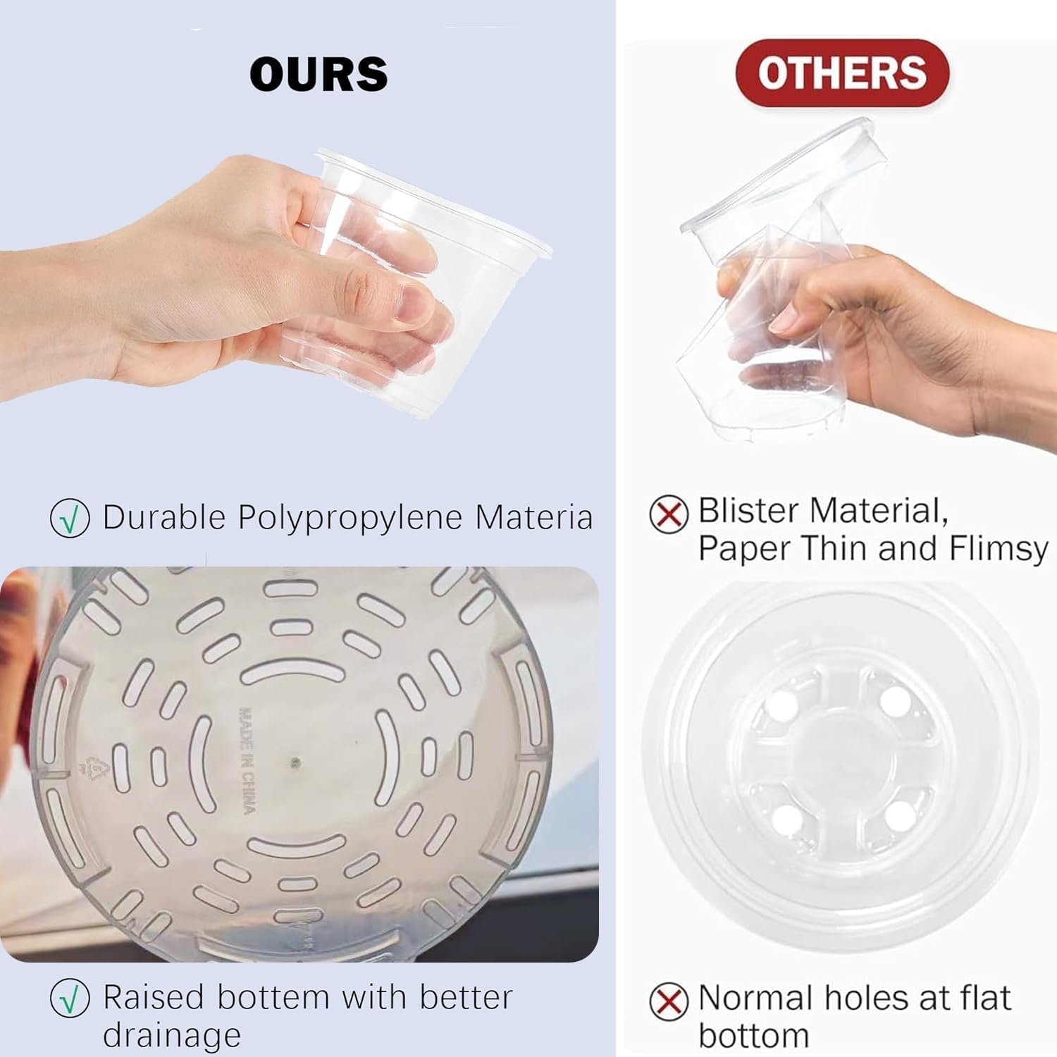 36 Pack 4/5/6/7 Inch Clear Nursery Pots for Plants, Plant Pots with Drainage Holes, Transparent Seedling Pots for Seed Starters Planter Flower - Image 4