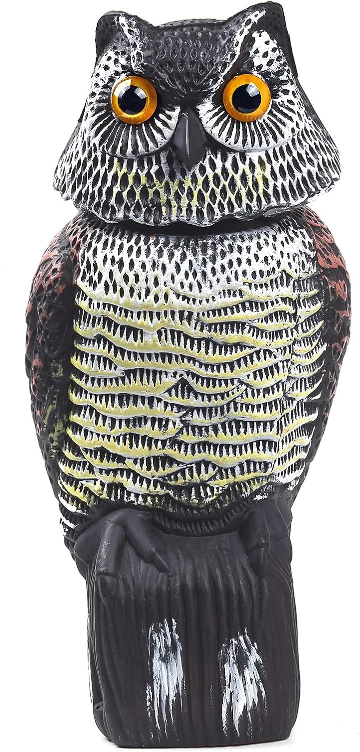 Owl Decoys to Scare Birds Away with Rotating Head,Natural Enemy Bird Deterrent Realistic Eyes & Waterproof Shape Fake Owl Scarecrow Bird Control - Image 1