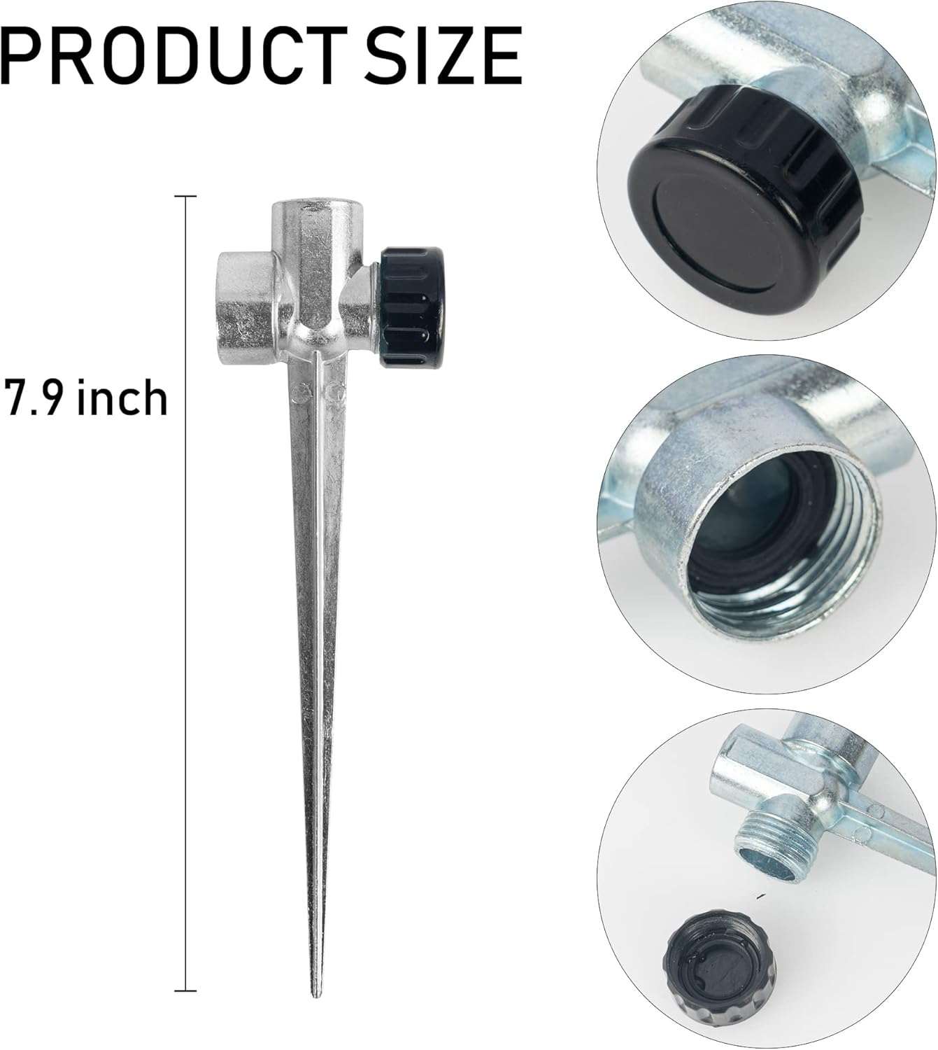 8 Pack 1/2 inch Zinc Alloy Lawn Sprinkler Spike Base, Water Flow Thru Sprinkler for Yard, Lawn, Garden and Grass Irrigation - Image 2
