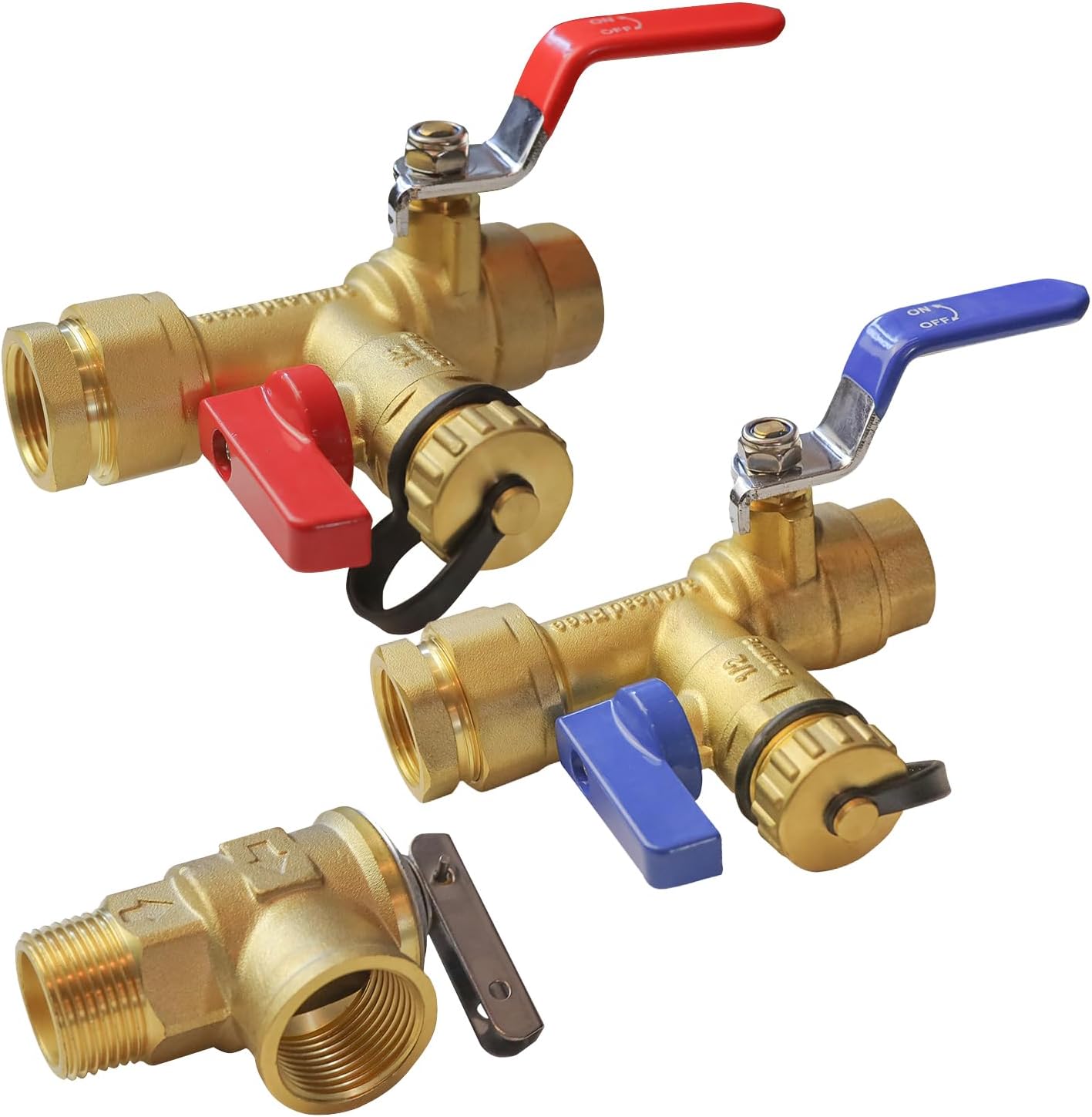 3/4-Inch IPS Isolator Tankless Water Heater Service Valve Kit with Pressure Relief Valve, Clean Brass - Image 1
