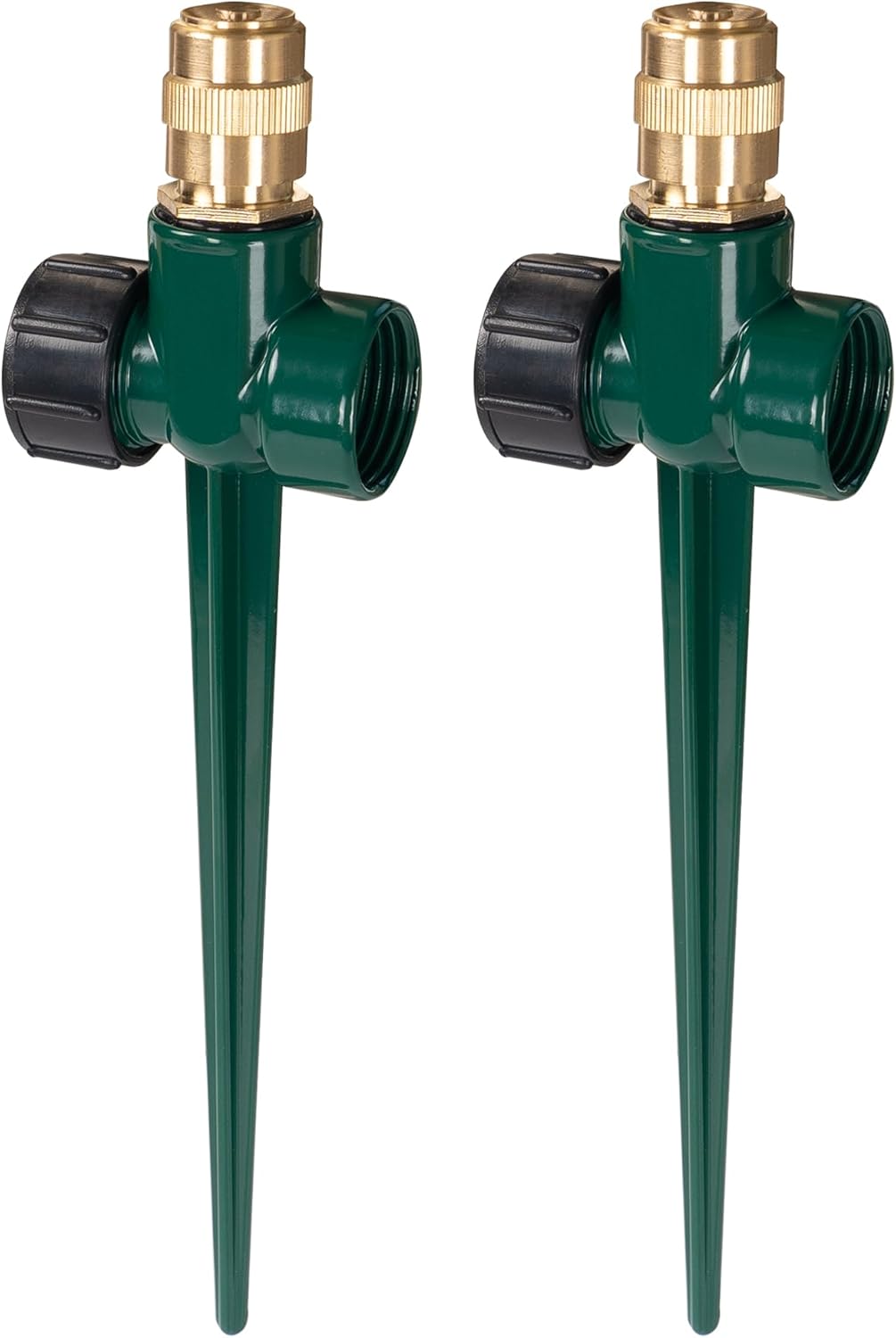 2 Pack Metal Lawn Sprinkler for Yard, Automatic Brass Garden Water Sprinklers on Spike Base, Adjustable 360 Degree Sprinkler Nozzle for Large Area Coverage Grass Patio Irrigation - Image 1