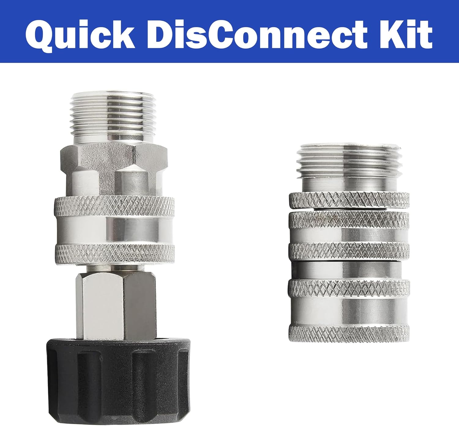 Pressure Washer Adapter Set, Stainless Steel Quick Disconnect Kit with M22 Metric Male Thread Quick Connector, M22 Swivel to 3/8'' Quick Connect, 3/4