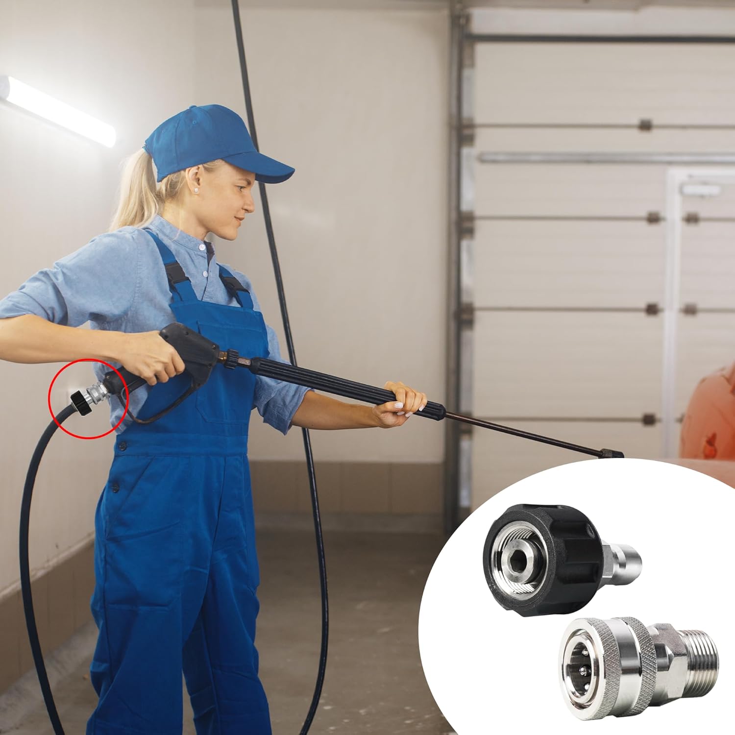 Pressure Washer Adapter Set, Stainless Steel Quick Disconnect Kit with M22 Metric Male Thread Quick Connector, M22 Swivel to 3/8'' Quick Connect, 3/4
