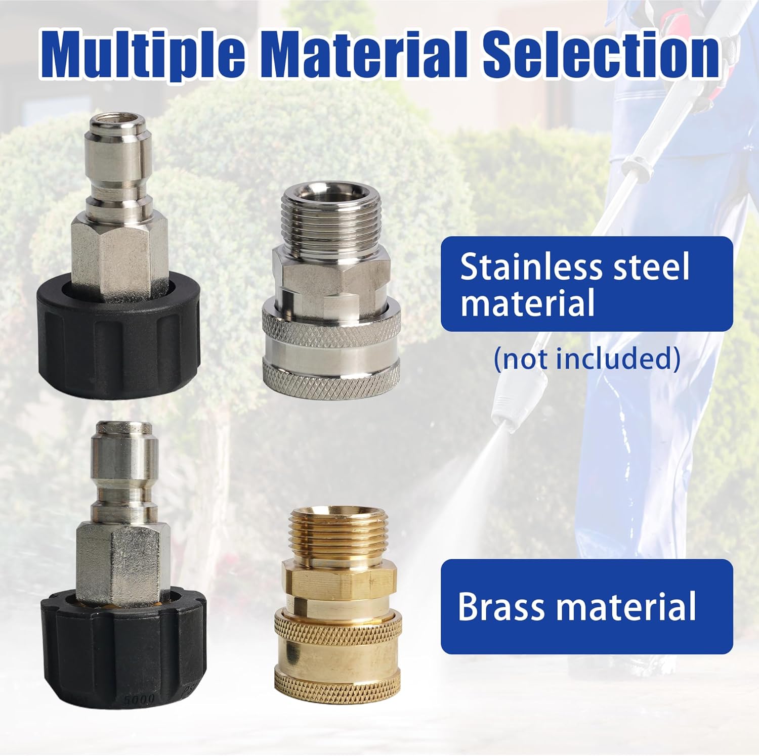 Pressure Washer Quick Connect Fittings, M22 14mm to 3/8 Inch Quick Connector Power Washer Adapter, 2 Set - Image 4