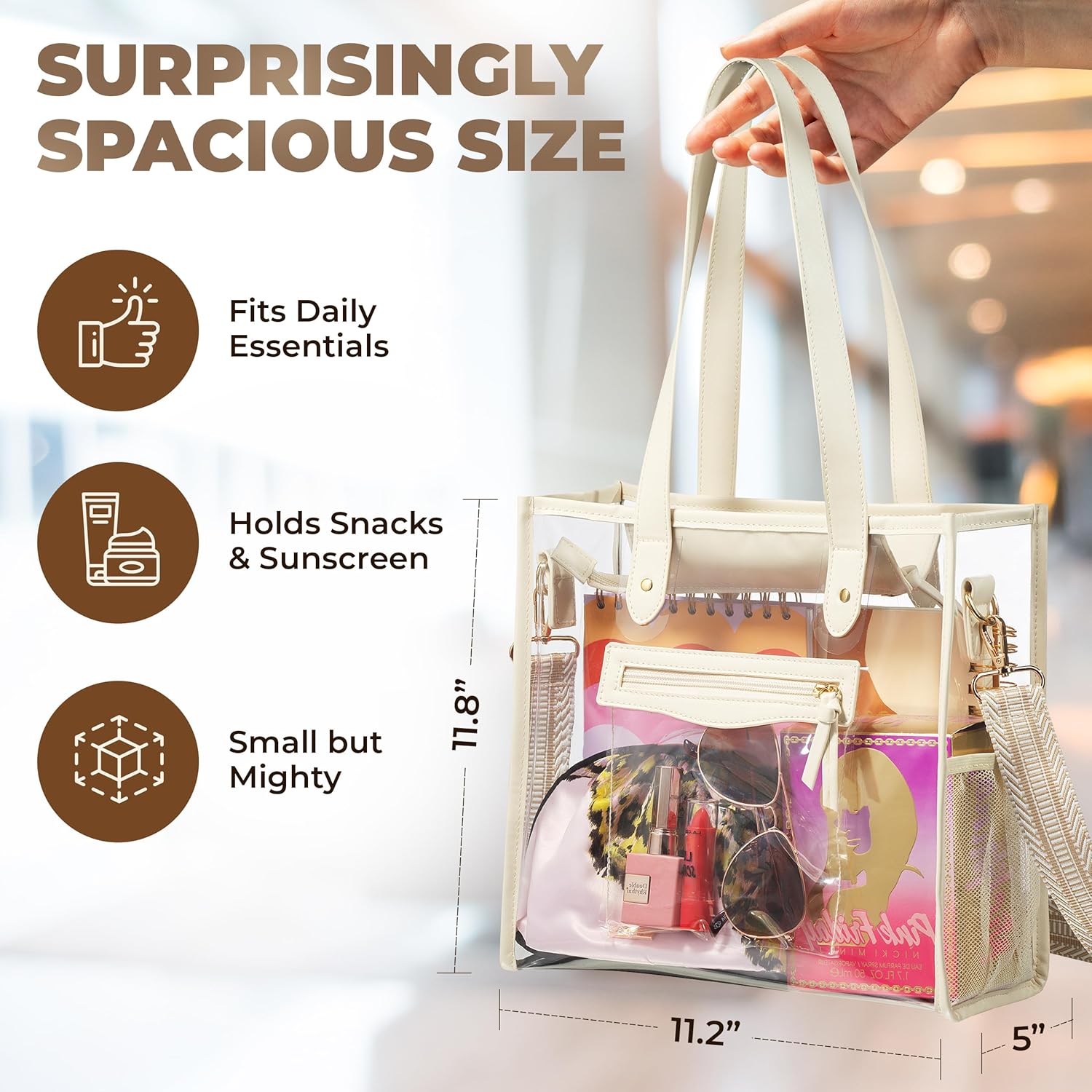 Clear Bag for Stadium Events - Large Transparent Tote - Clear Purse for Women, Work, Beach & Shopping - Image 2