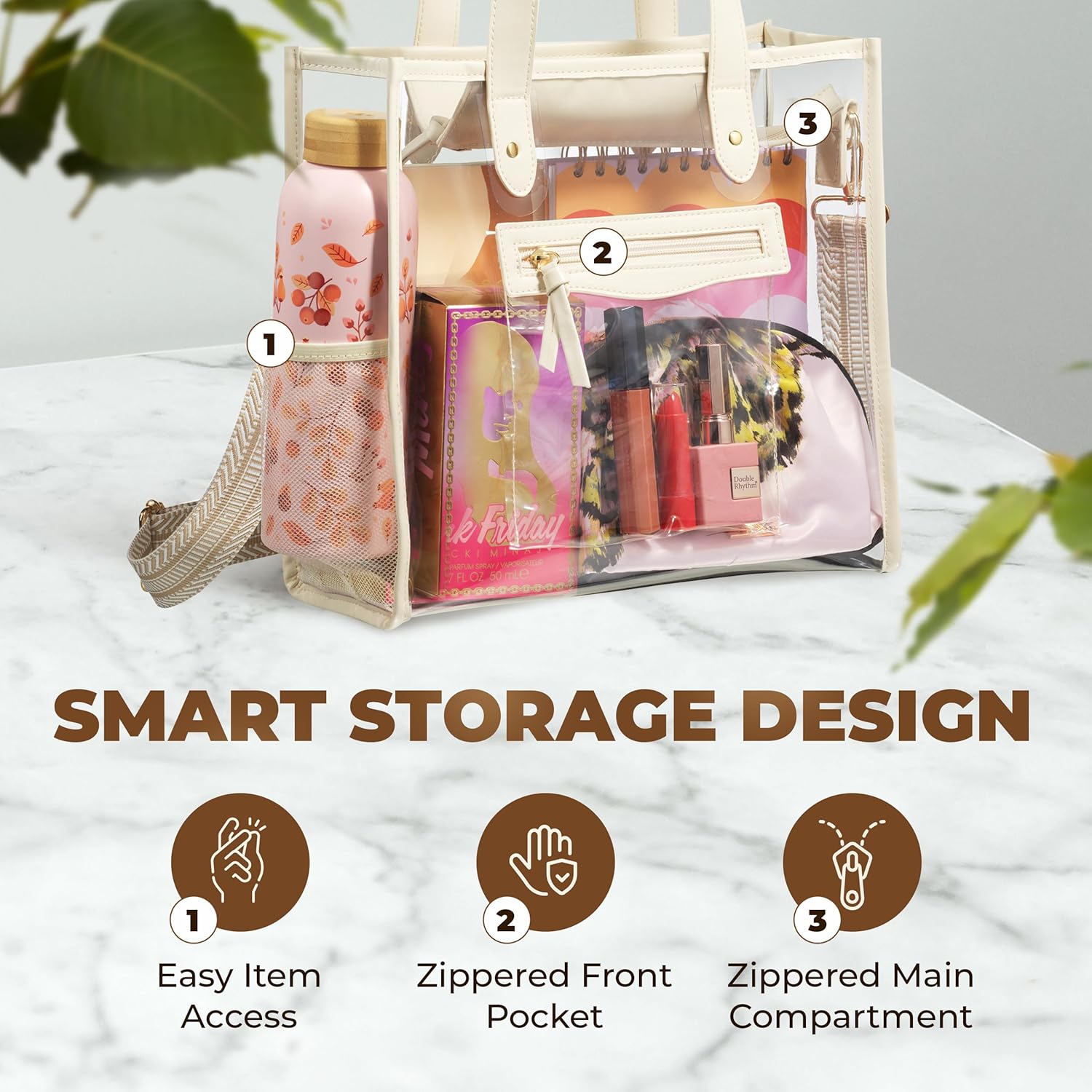Clear Bag for Stadium Events - Large Transparent Tote - Clear Purse for Women, Work, Beach & Shopping - Image 3